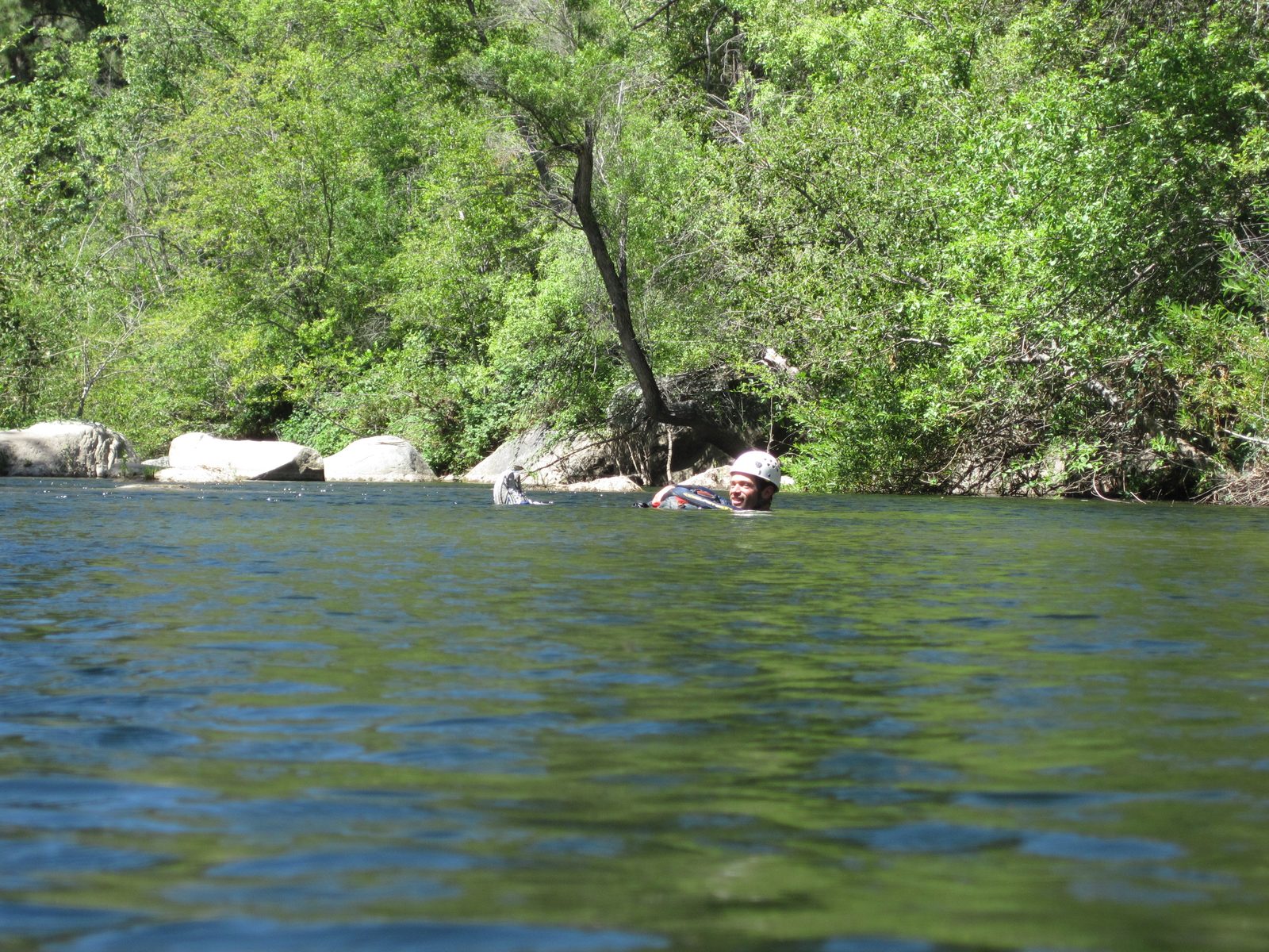 Colin, floating downstream.