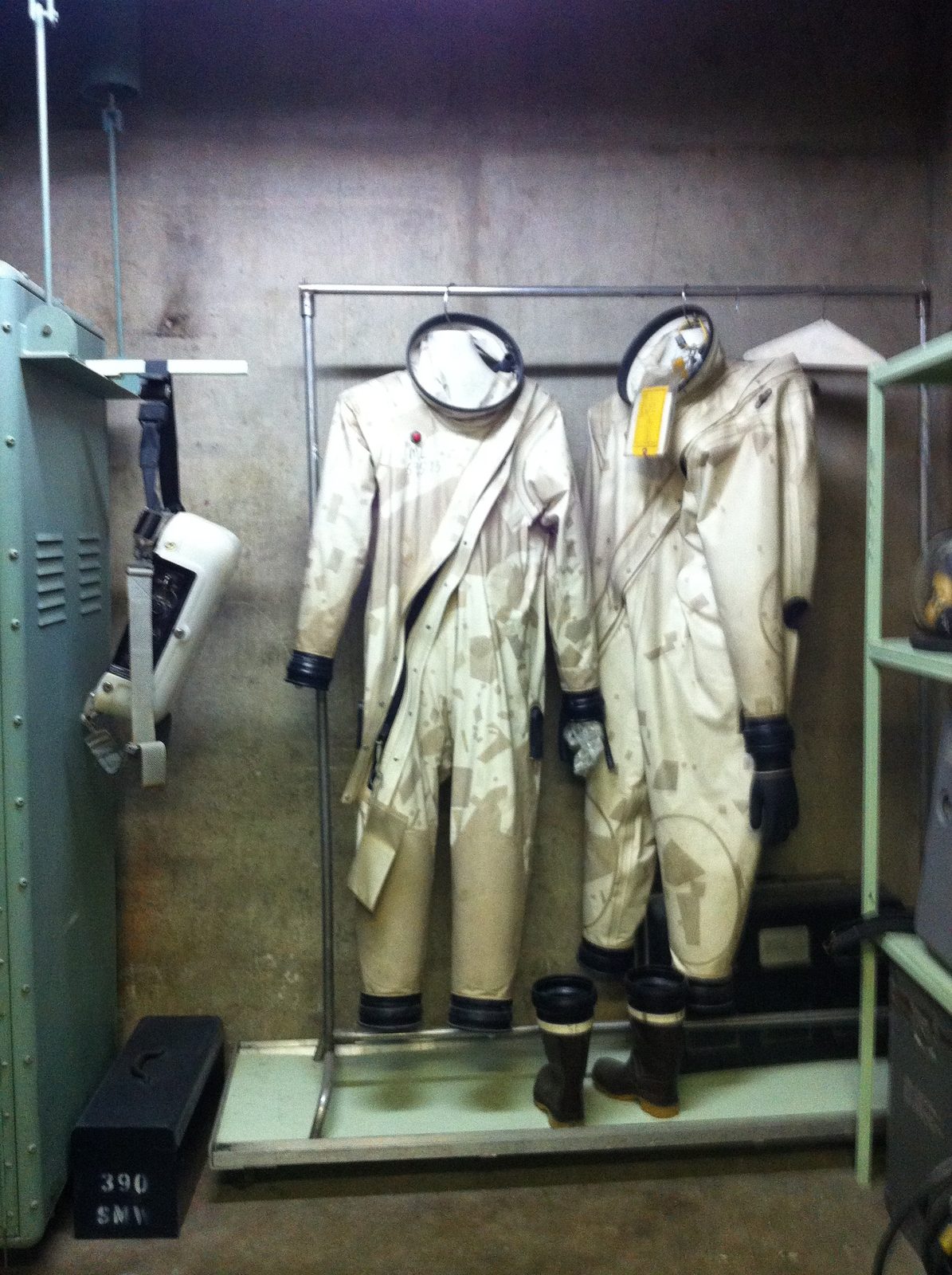 Hazmat suits for handling toxic rocket fuel.