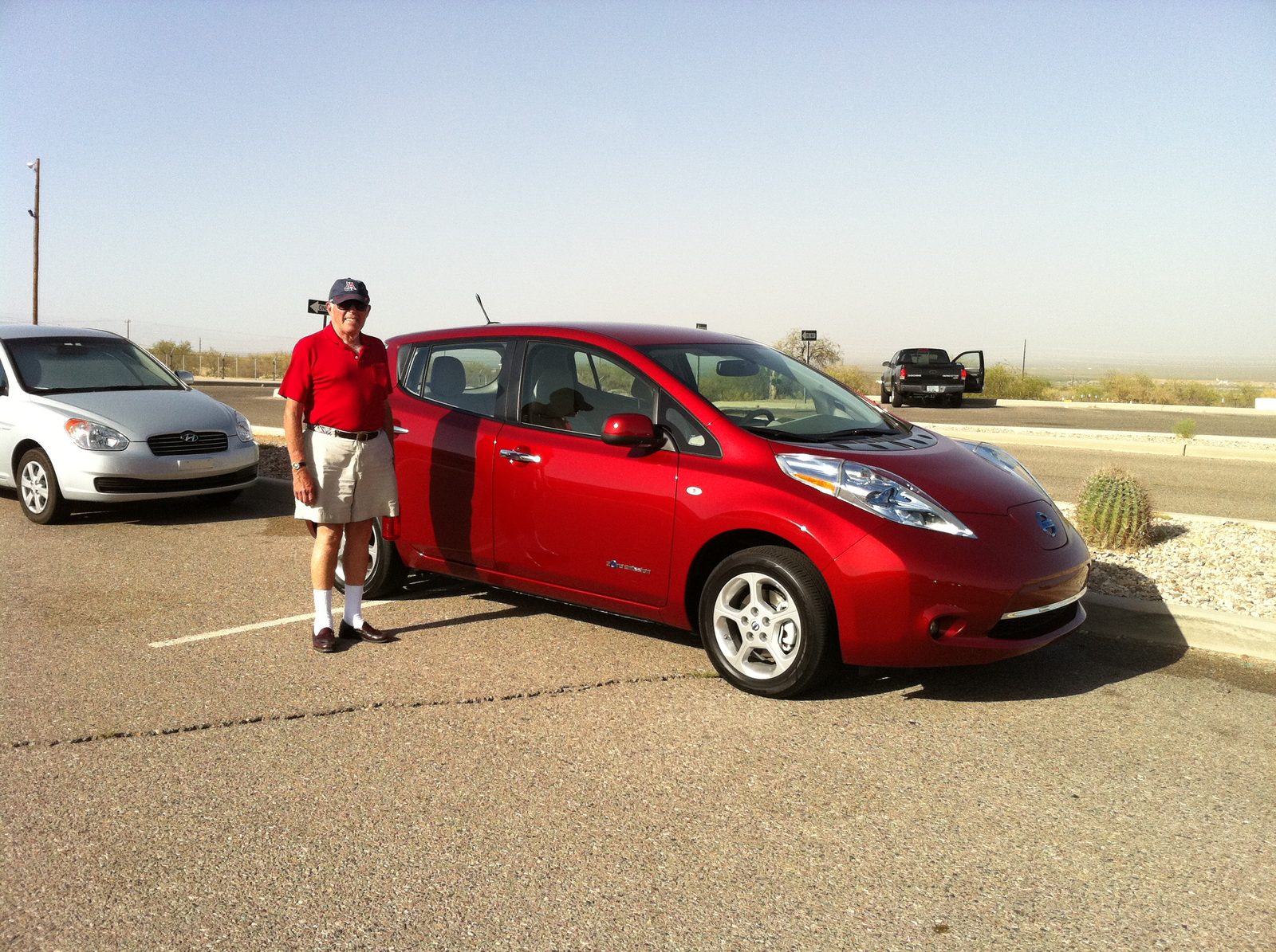 Dad, with only 34 miles of range remaining in the battery before attempting to drive 36 miles home.