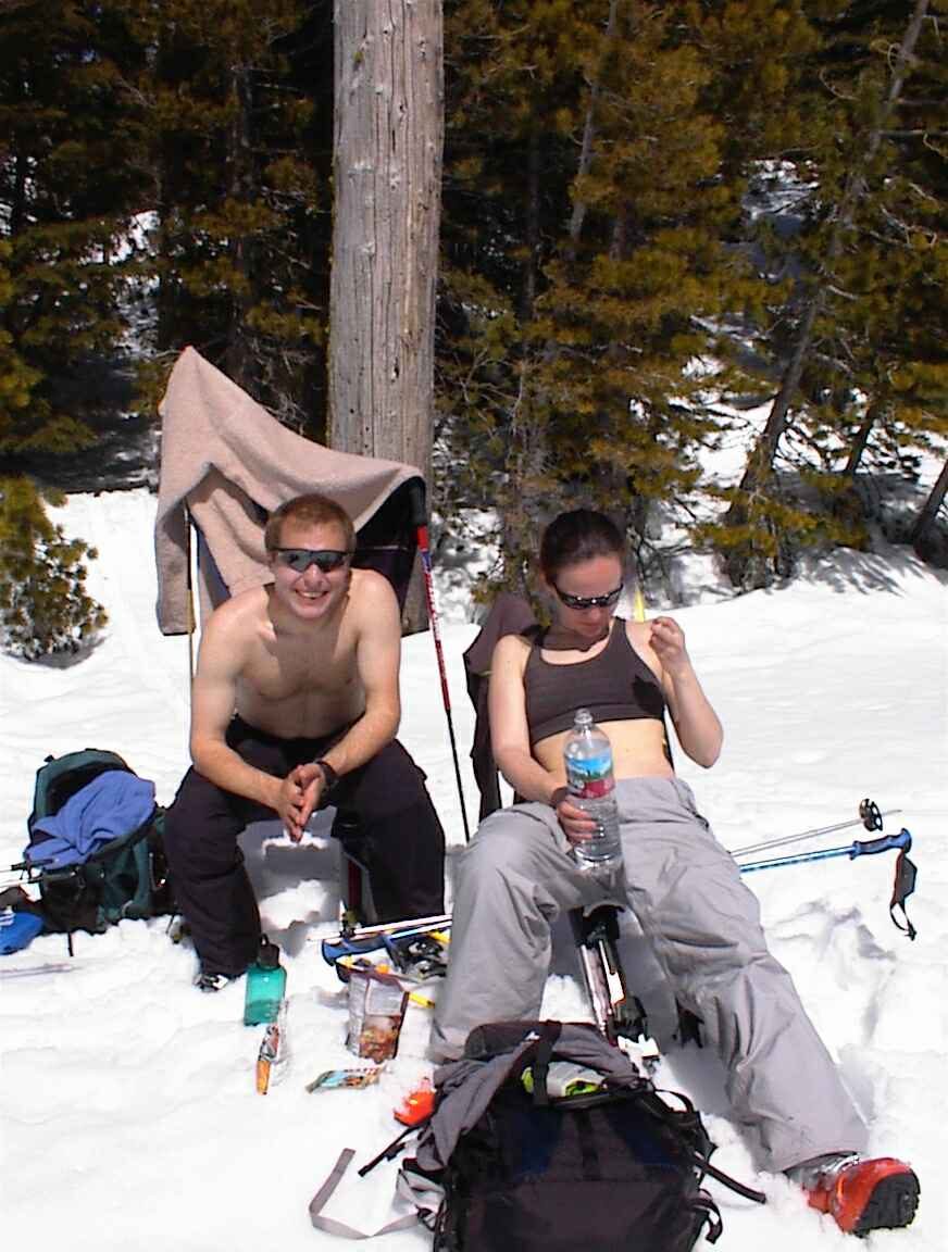 John and Rachel enjoying the sun while breaking for lunch.