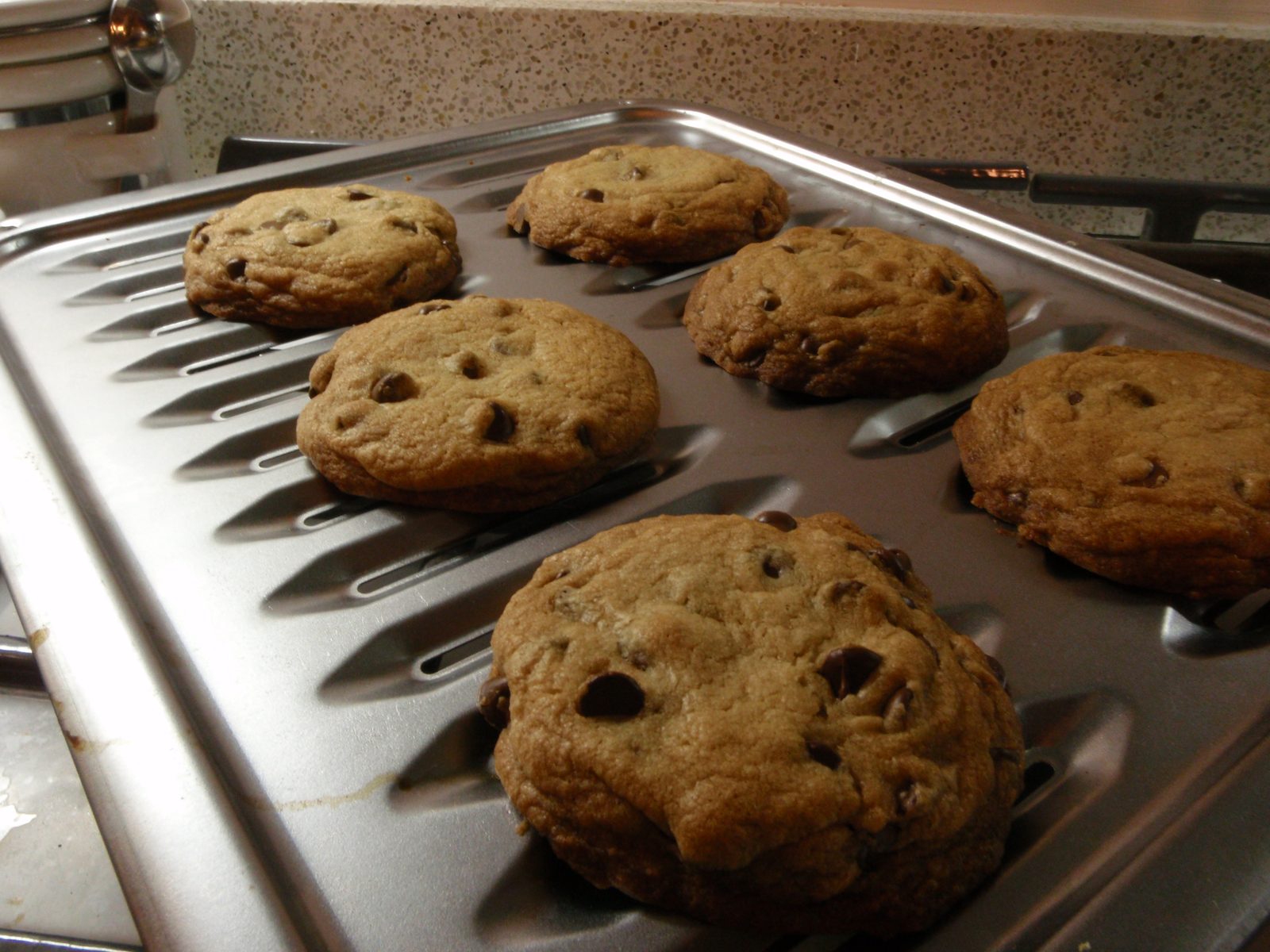Monica made chocolate chip cookies (I helped) and also took this picture of them.  