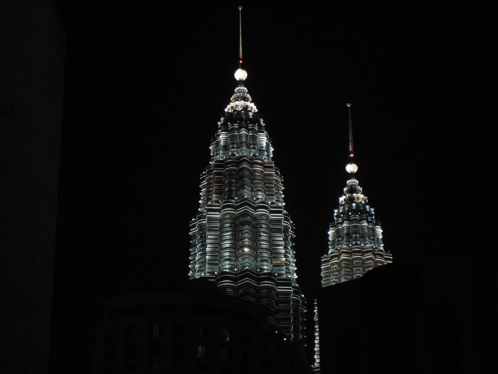 Petronas towers at night.