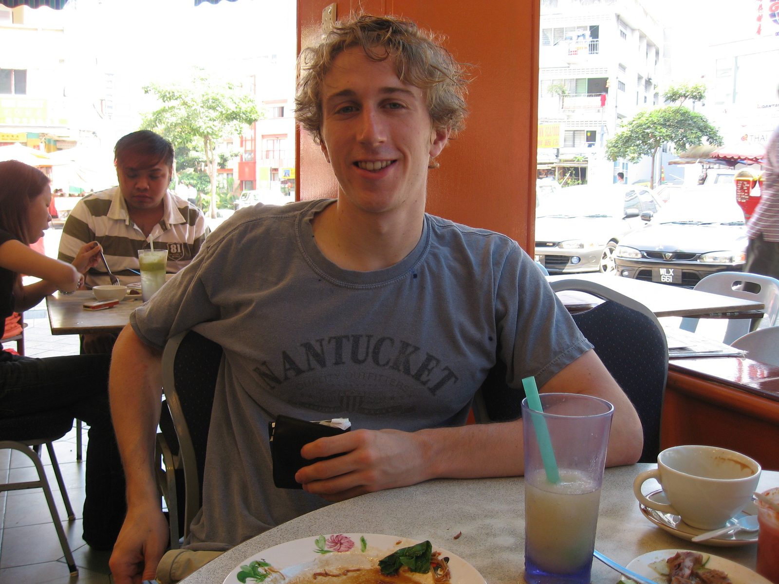 Trevor after enjoying lunch in Kuala Lumpur.  It was very, very hot.  At least they had fresh...