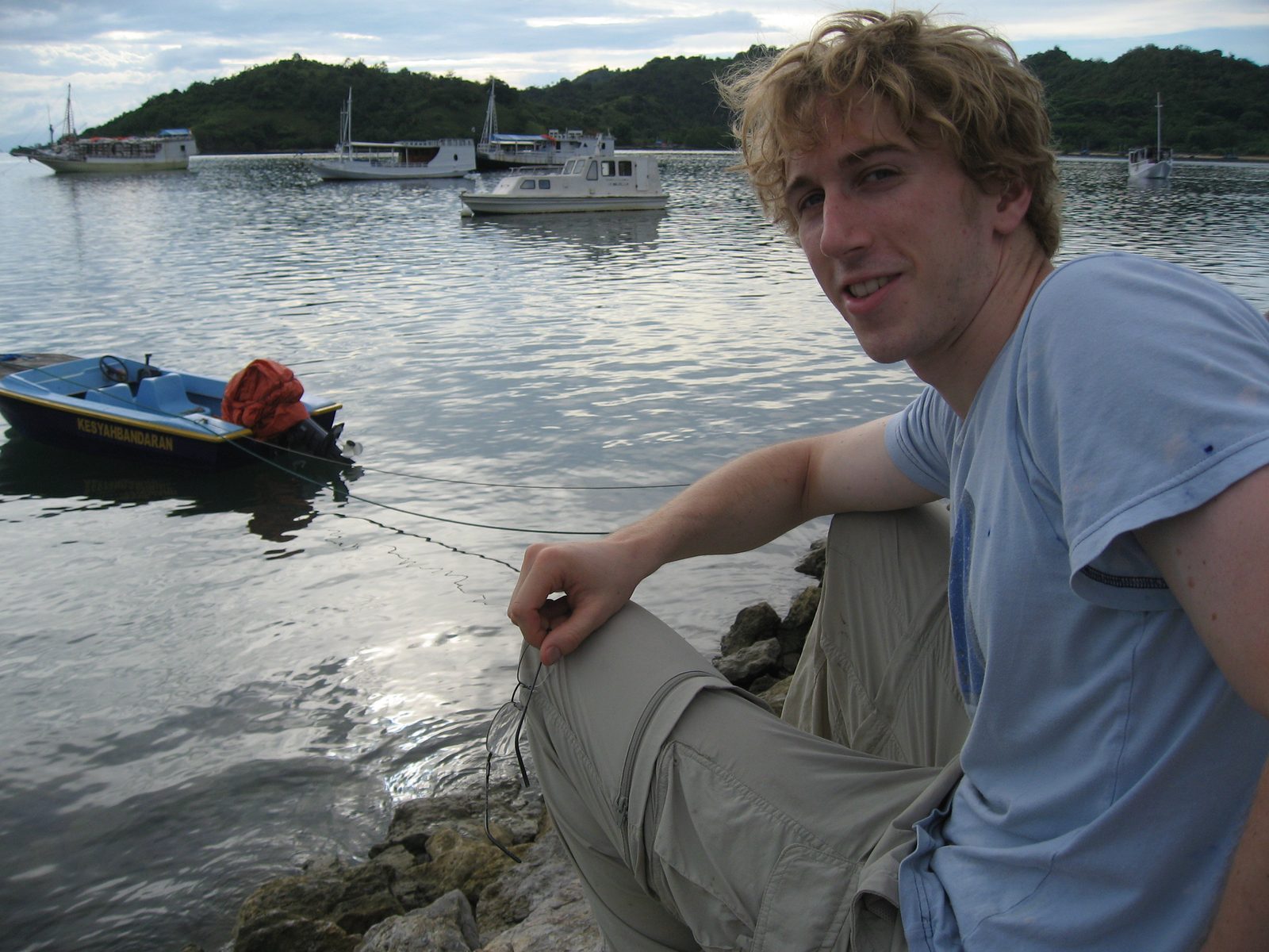 Trevor hanging out by the harbor in Labuhanbajo, Flores, Indonesia.