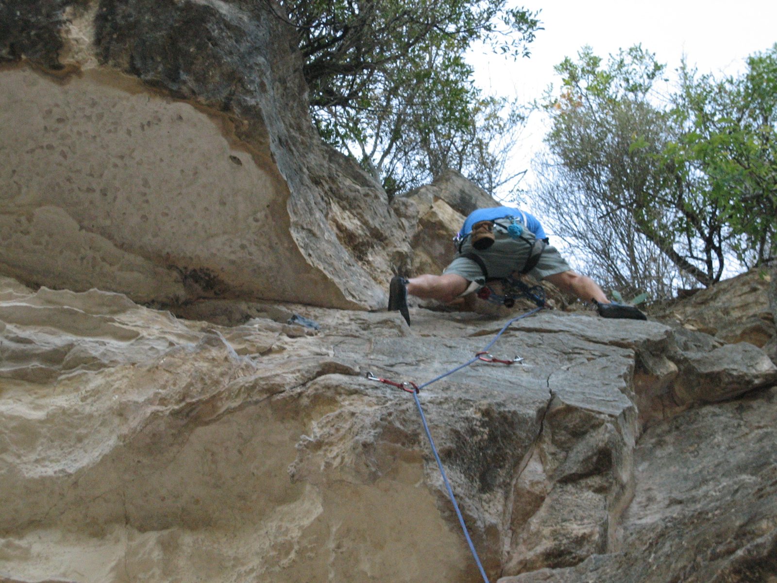 John, anchoring himself in before a rappel off Over Easy (5.9) a very fun sport lead which...