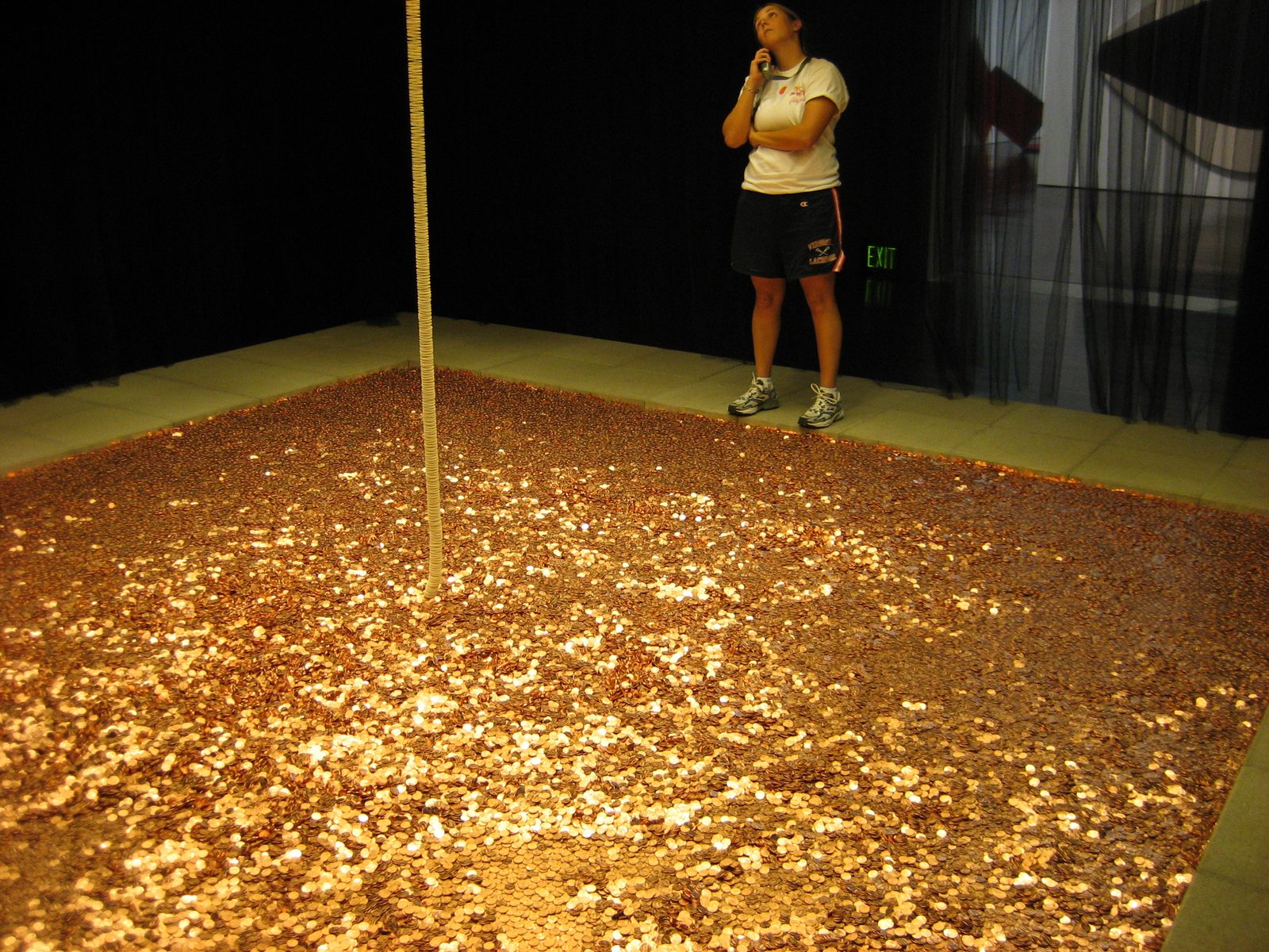 Catherine, at the Blanton Fine Arts Museum on campus, contemplating "The Cathedral" made from...