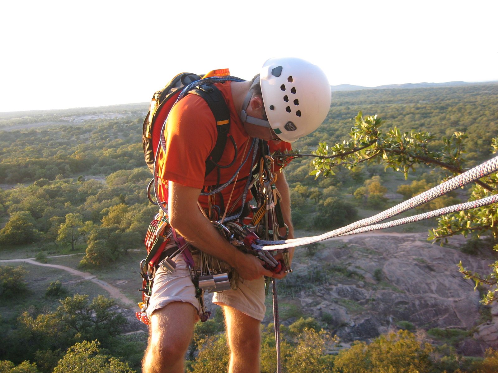 Setting up the backup on the second rappel.