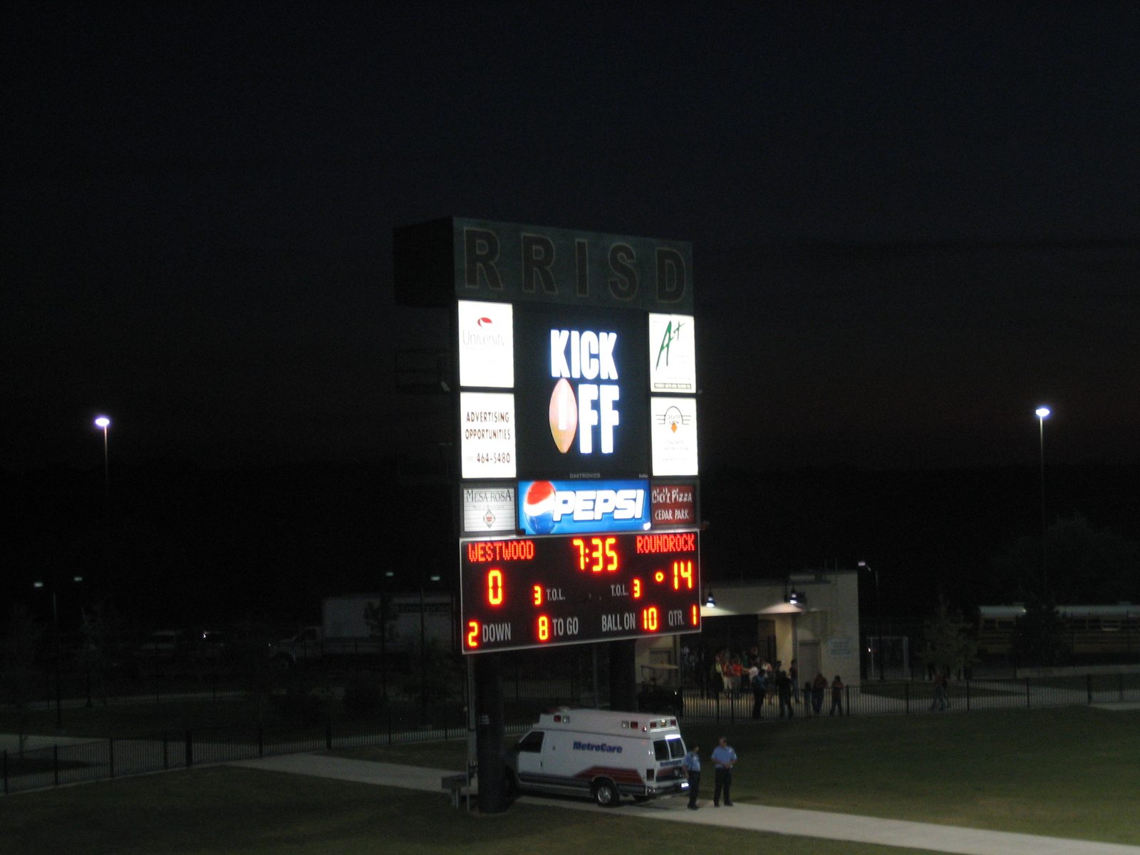 JUMBOTRON!!!  Complete with animation for kick off, touchdowns, flags, cheers...
