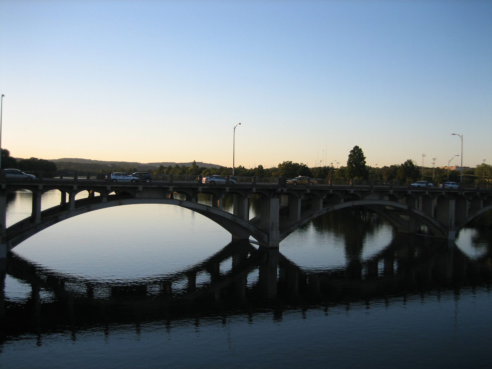 Lamar street bridge as viewed from the Lamar street foot bridge in downtown Austin. ...