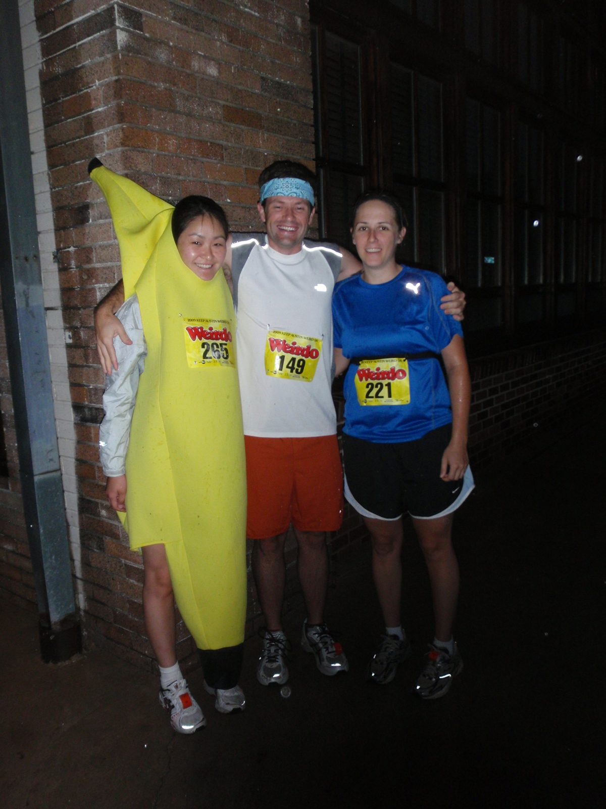 One banana and two weirdos ready for action on Saturday morning.