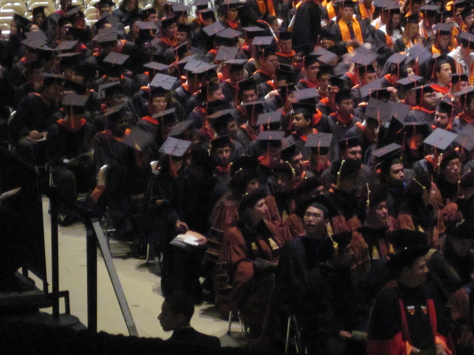 Catherine, listening to one of the commencement speakers.