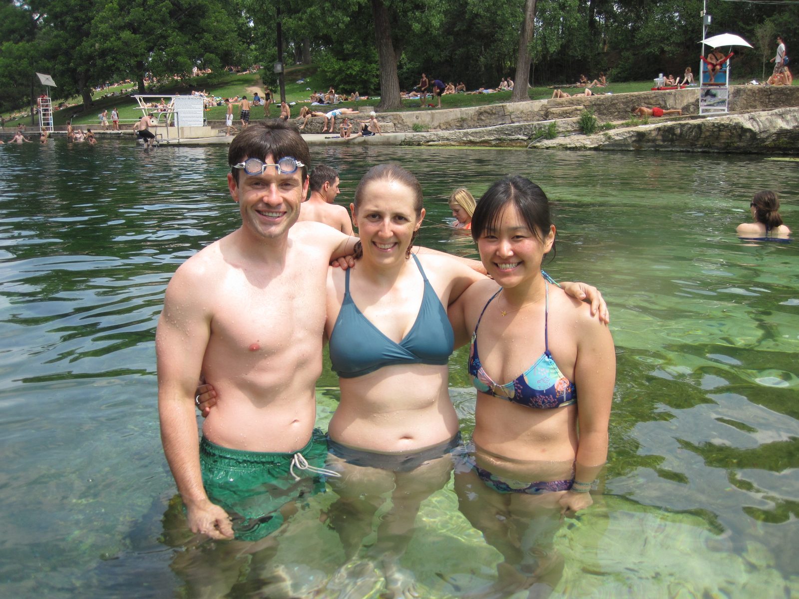 Jay, Catherine and Monica at Barton Springs Pool.