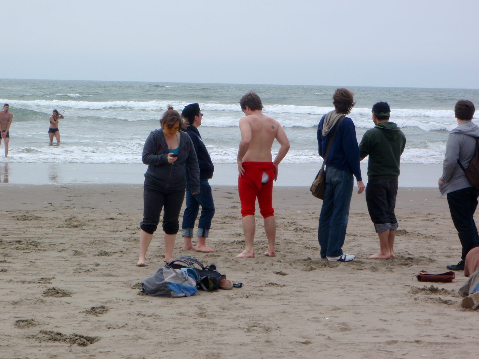 Thomas contemplates swimming but eventually chickens out. The water is cold! And we were all...