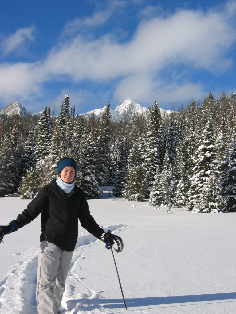 Rachel with Beehive Peak in the background.