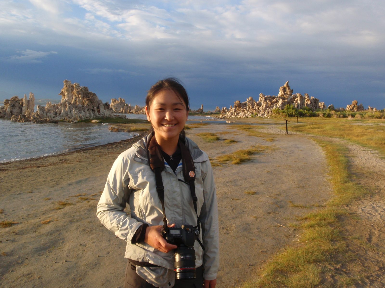 Monica happy to have finally made it to Mono Lake.