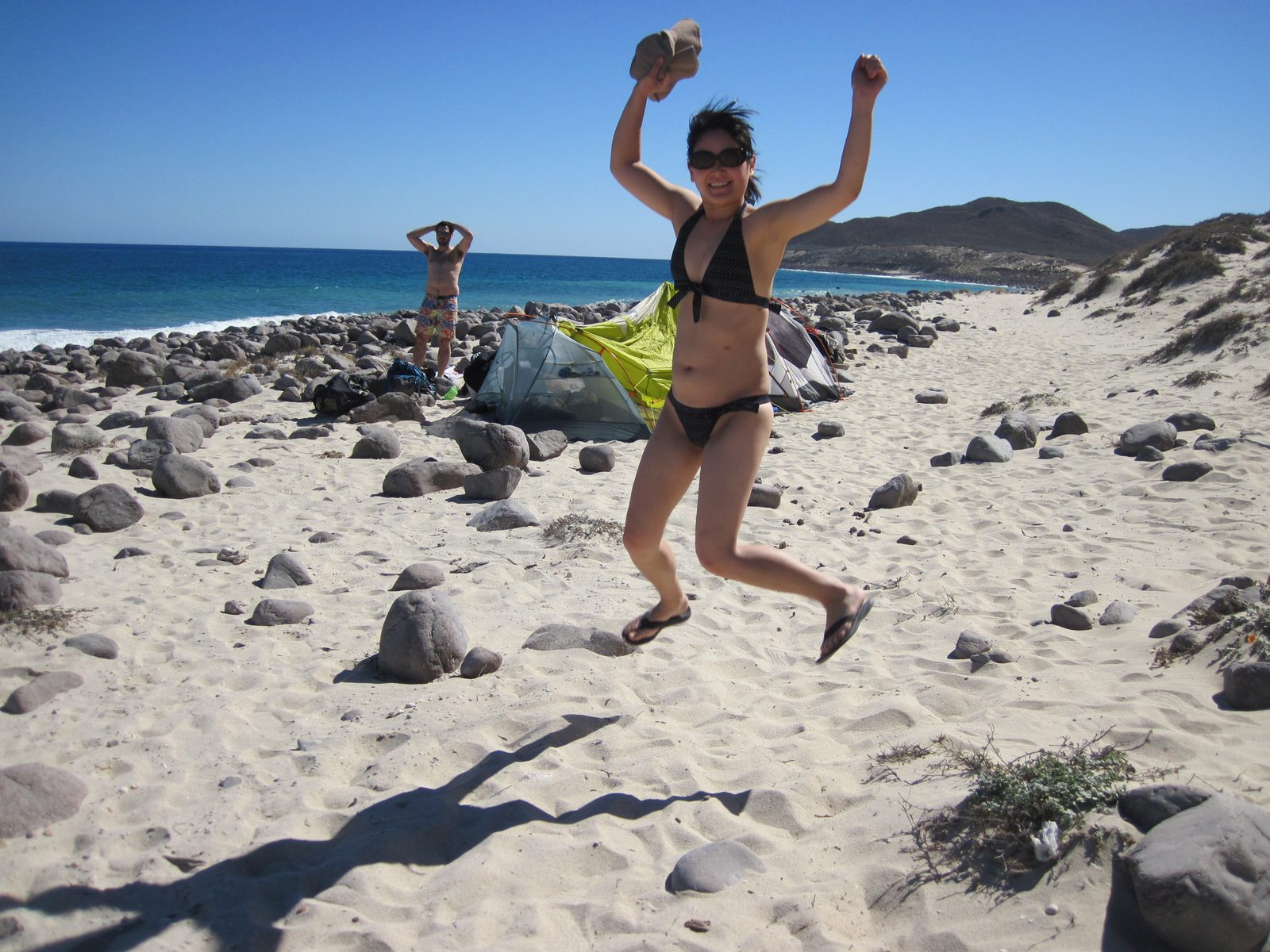 Monica jumping.