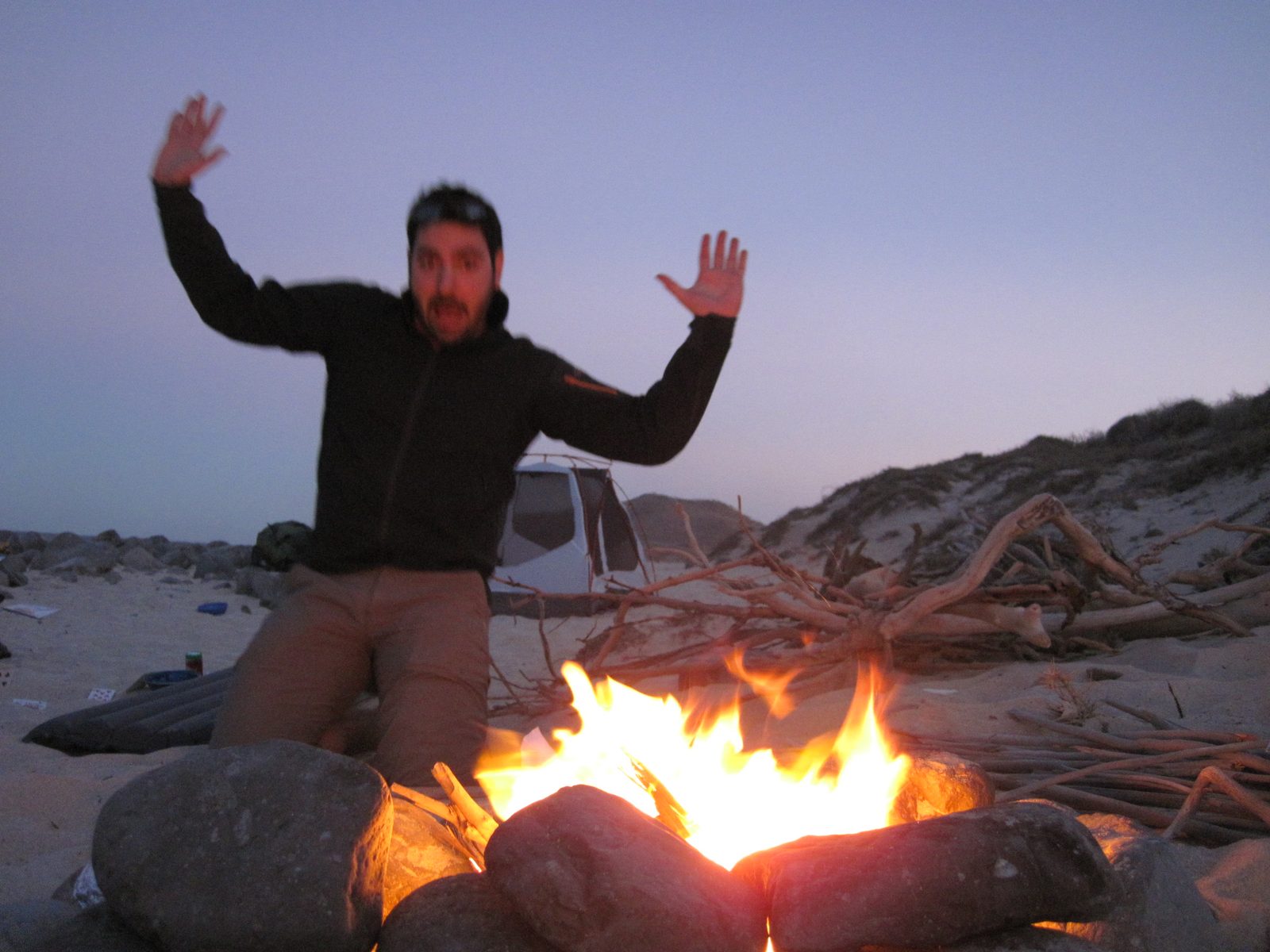 Jasper, very excited about his fire, apparently.