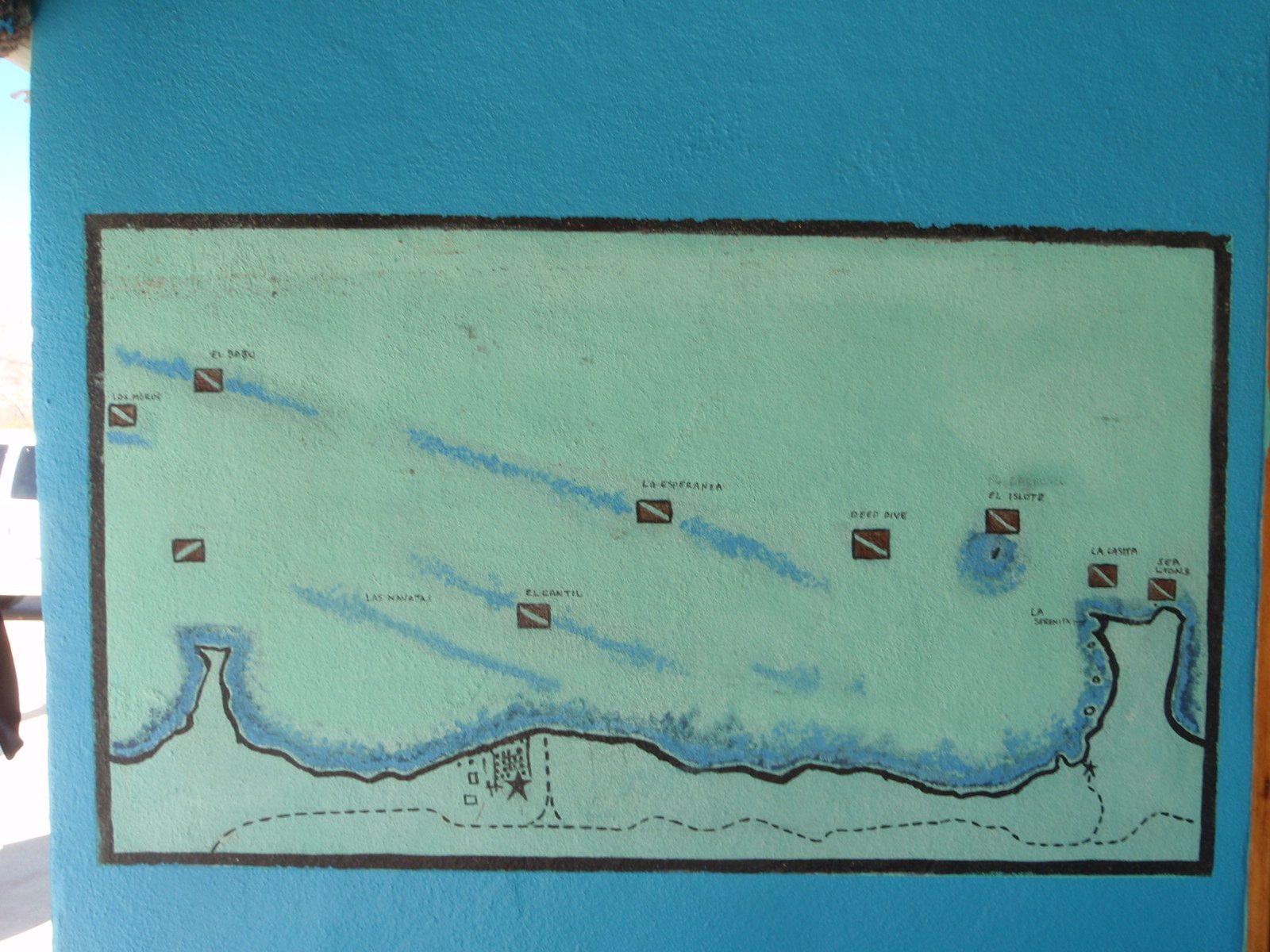 Awesome map showing dive locations. We mostly stayed around the far right of the map labeled...