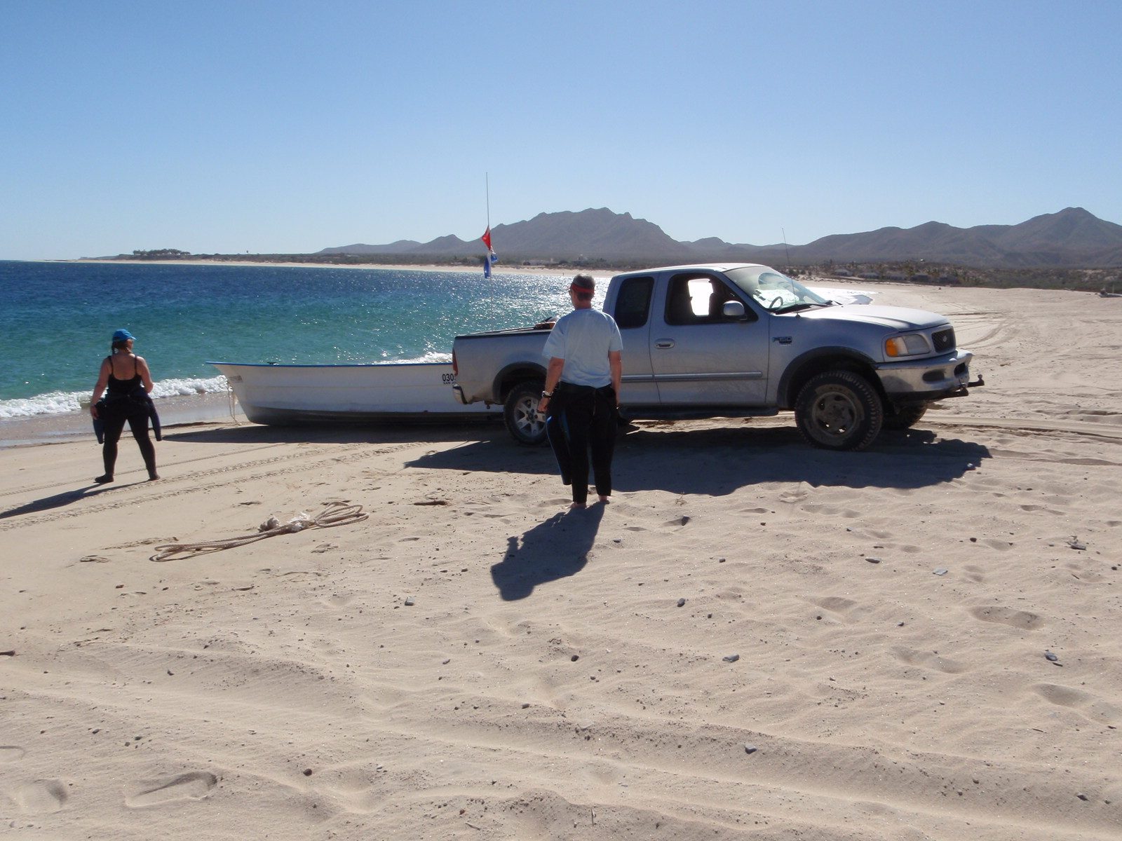 Step 3, drive in reverse until boat is sufficiently in the water (then quickly run/swim after...