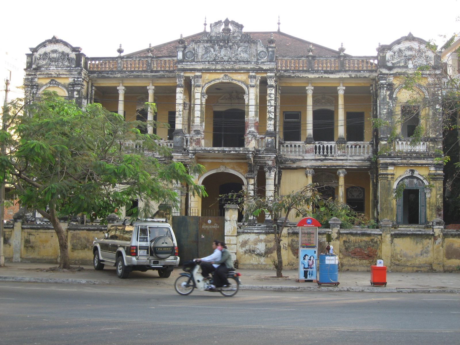 A really cool acid-washed French colonial building in the middle of Phnom Penh just a few blocks...