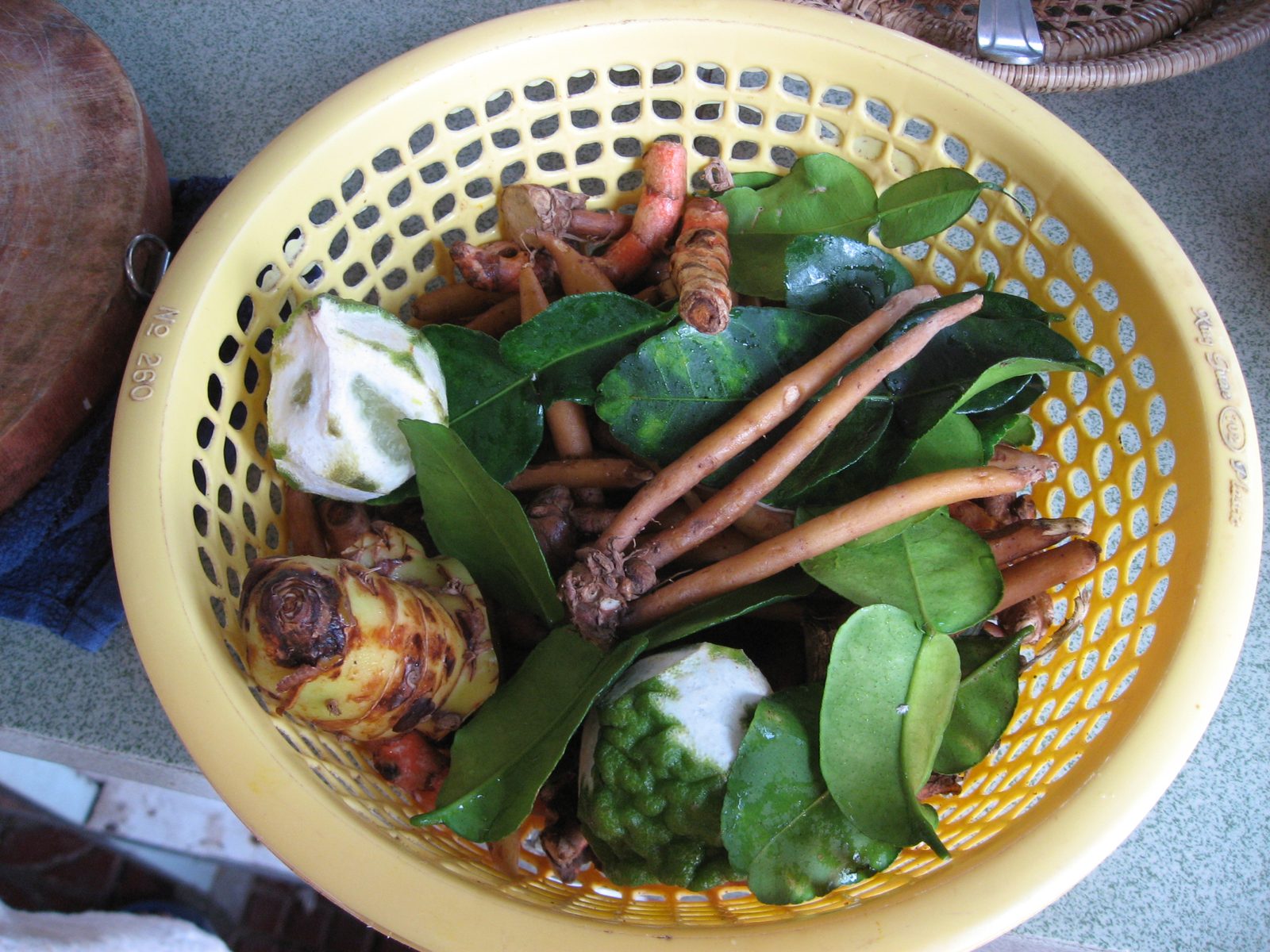 All the vegetables for a dish called "som loh coco" (sp?) which was a green curry stew with pork...