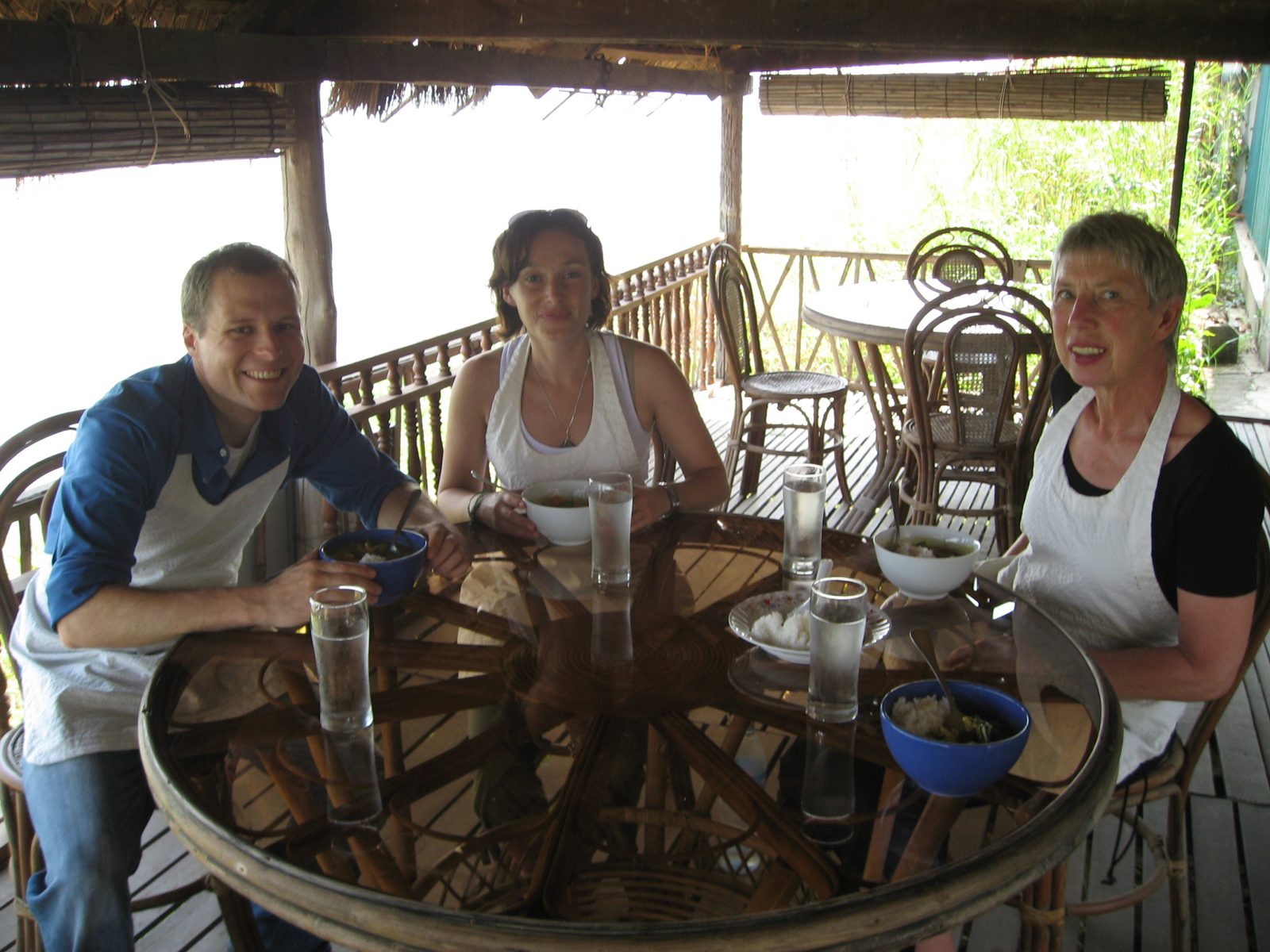 John, Louise and Irma eating som loh koko.