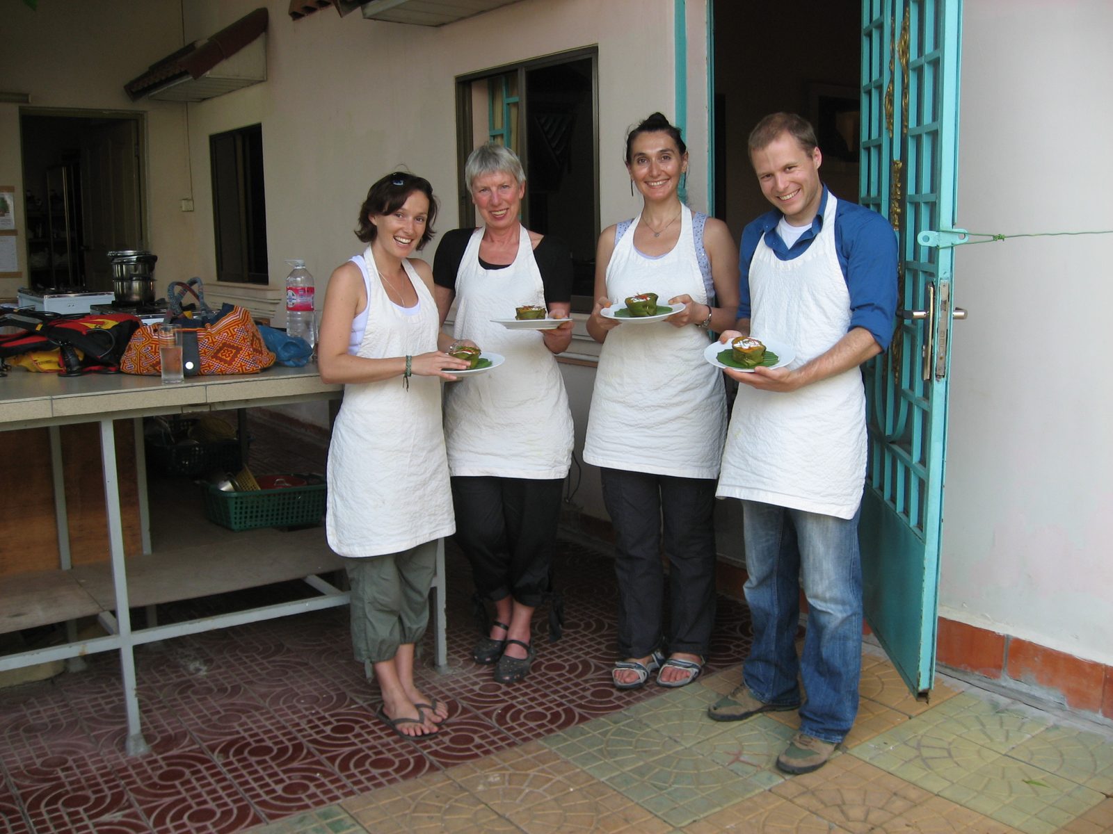 The students with their completed main course meal.