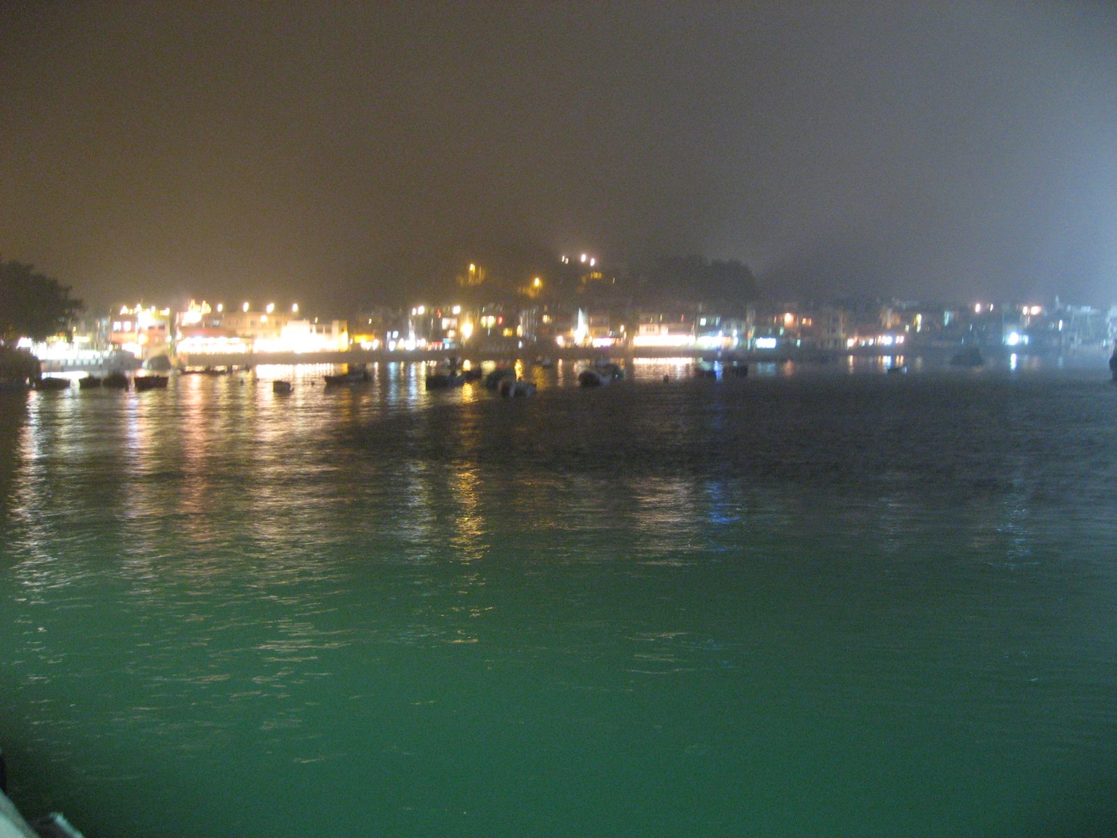 Sok Kwu Wan on Lamma Island, as viewed from the ferry pier at night.  Lamma Island is the number...