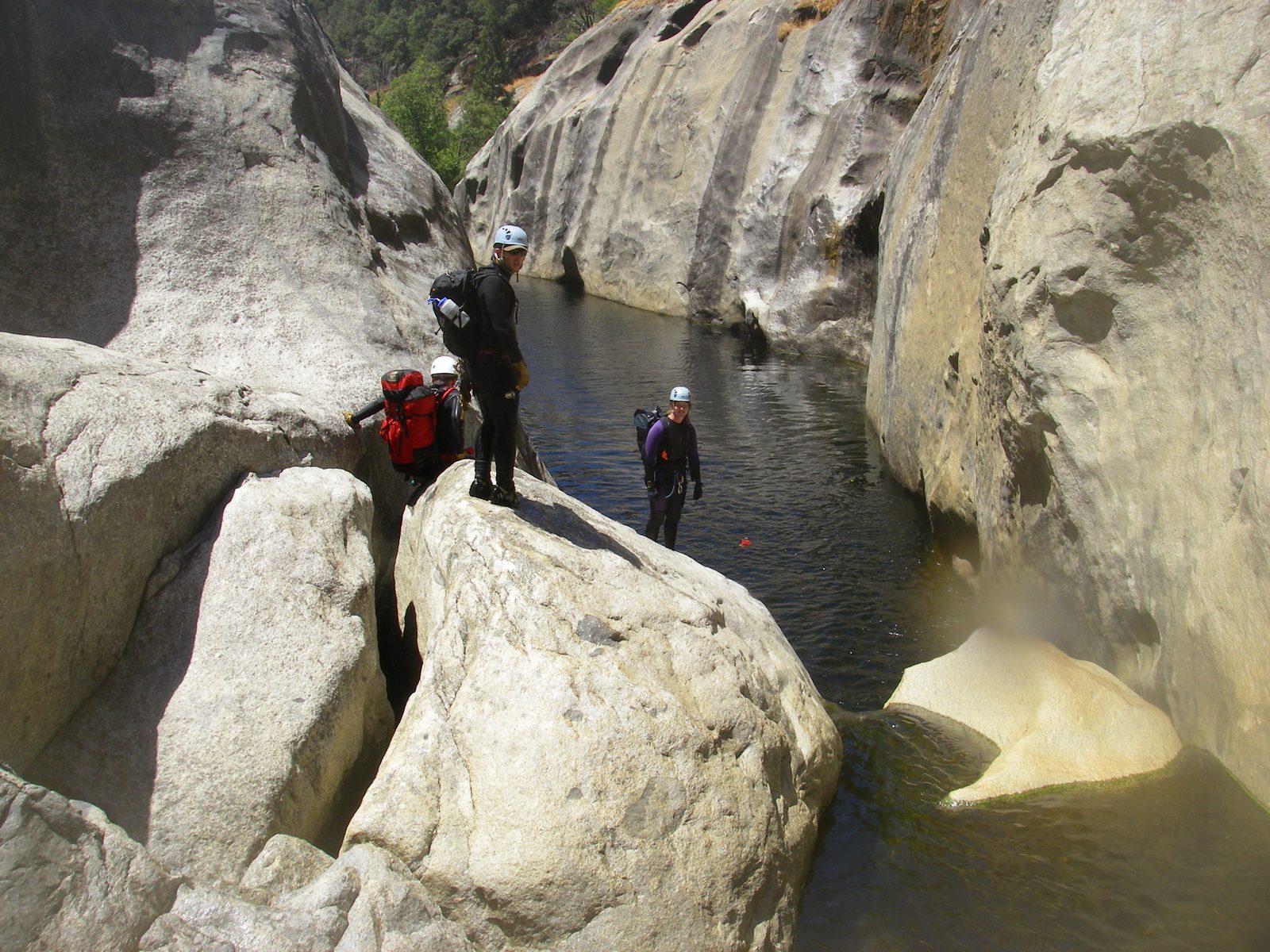 John, Mike and Michelle, contemplating the best place to jump.