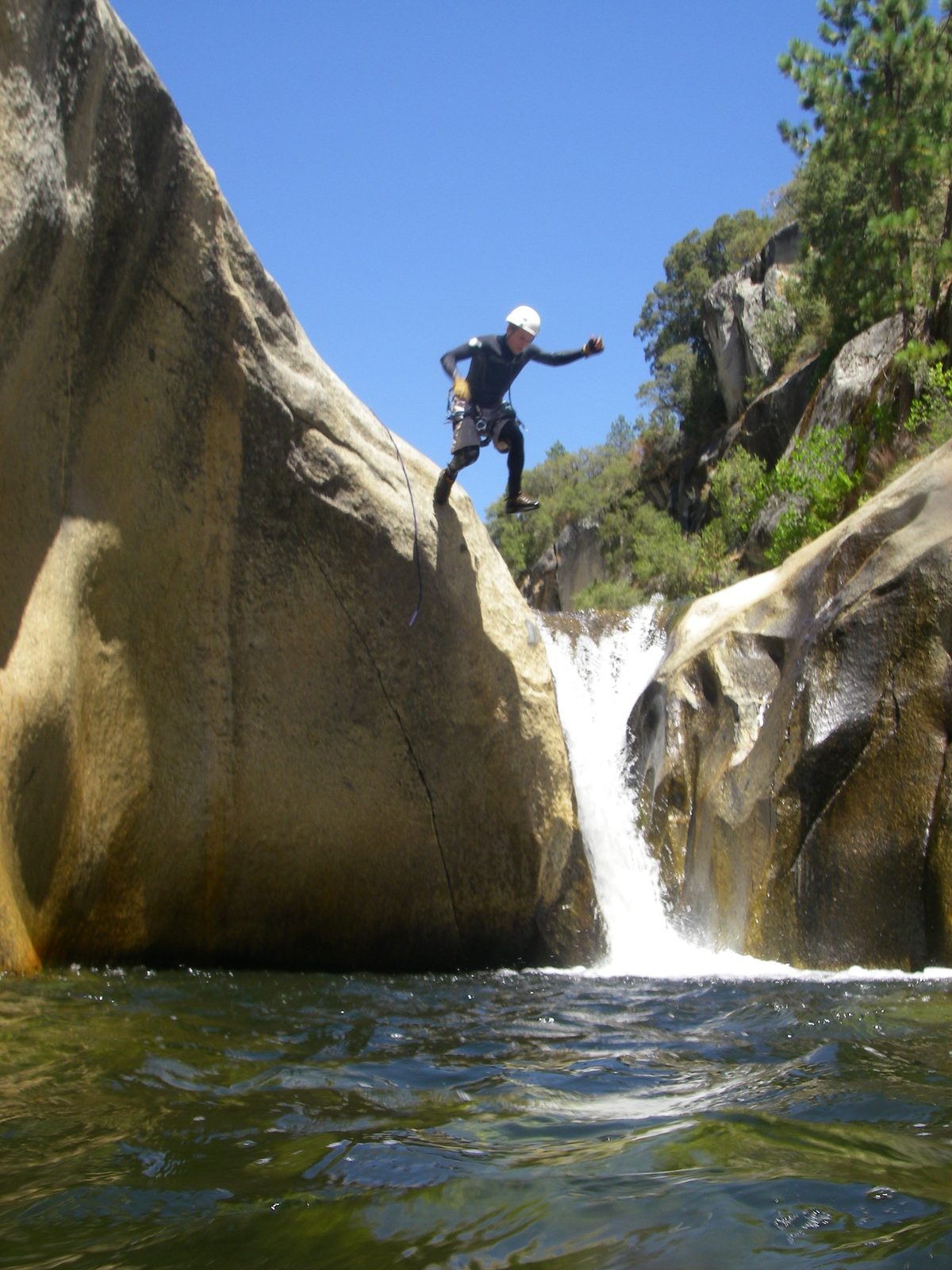 John, caught in mid-air.