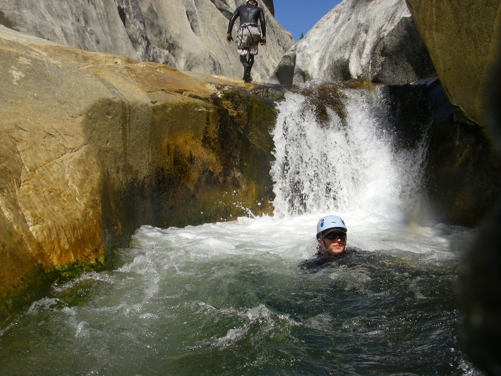 Mike at the bottom of the water slide.