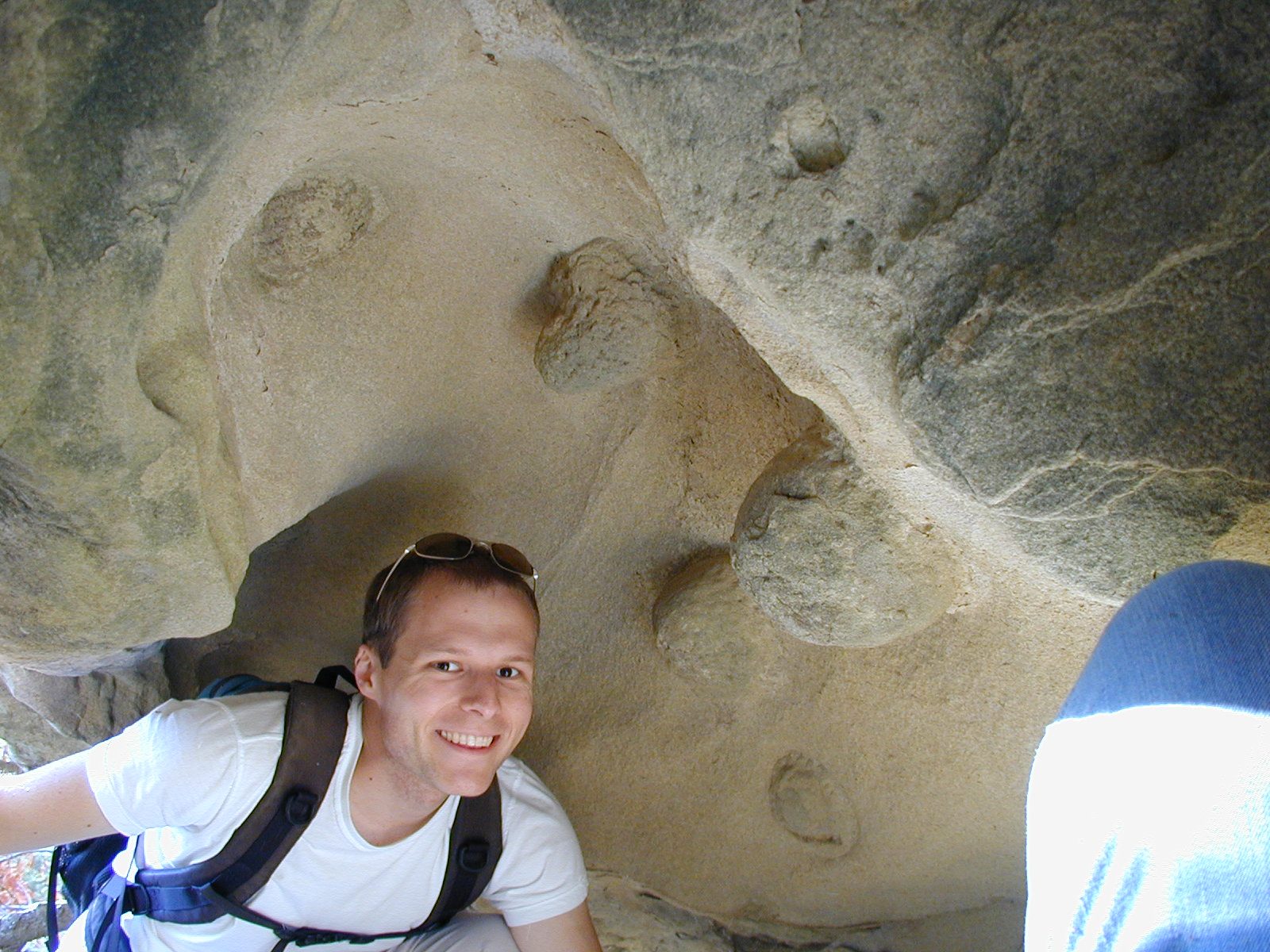 John in a cave at Castle Rock State Park.