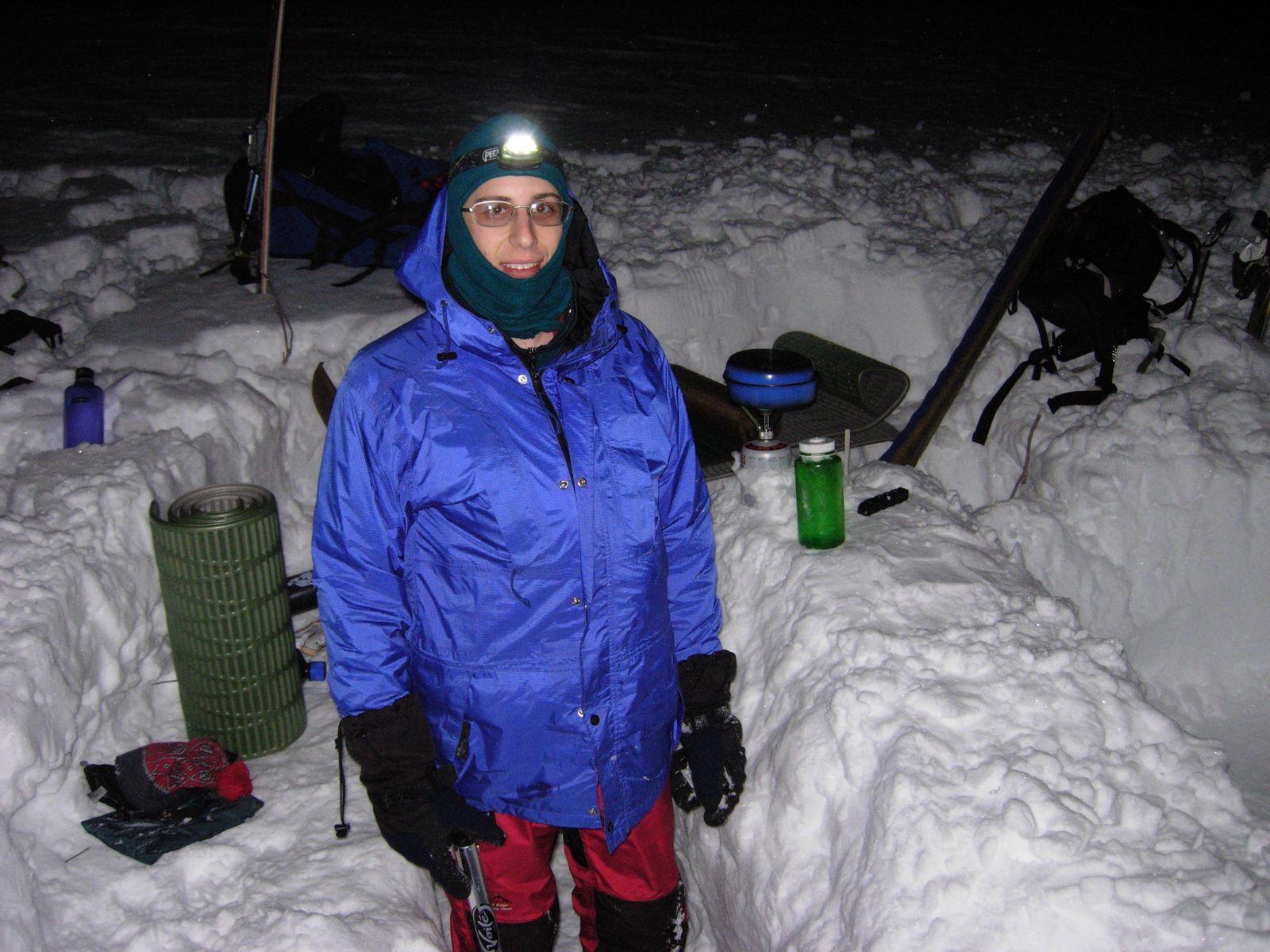 David, having completed his snow-bed.