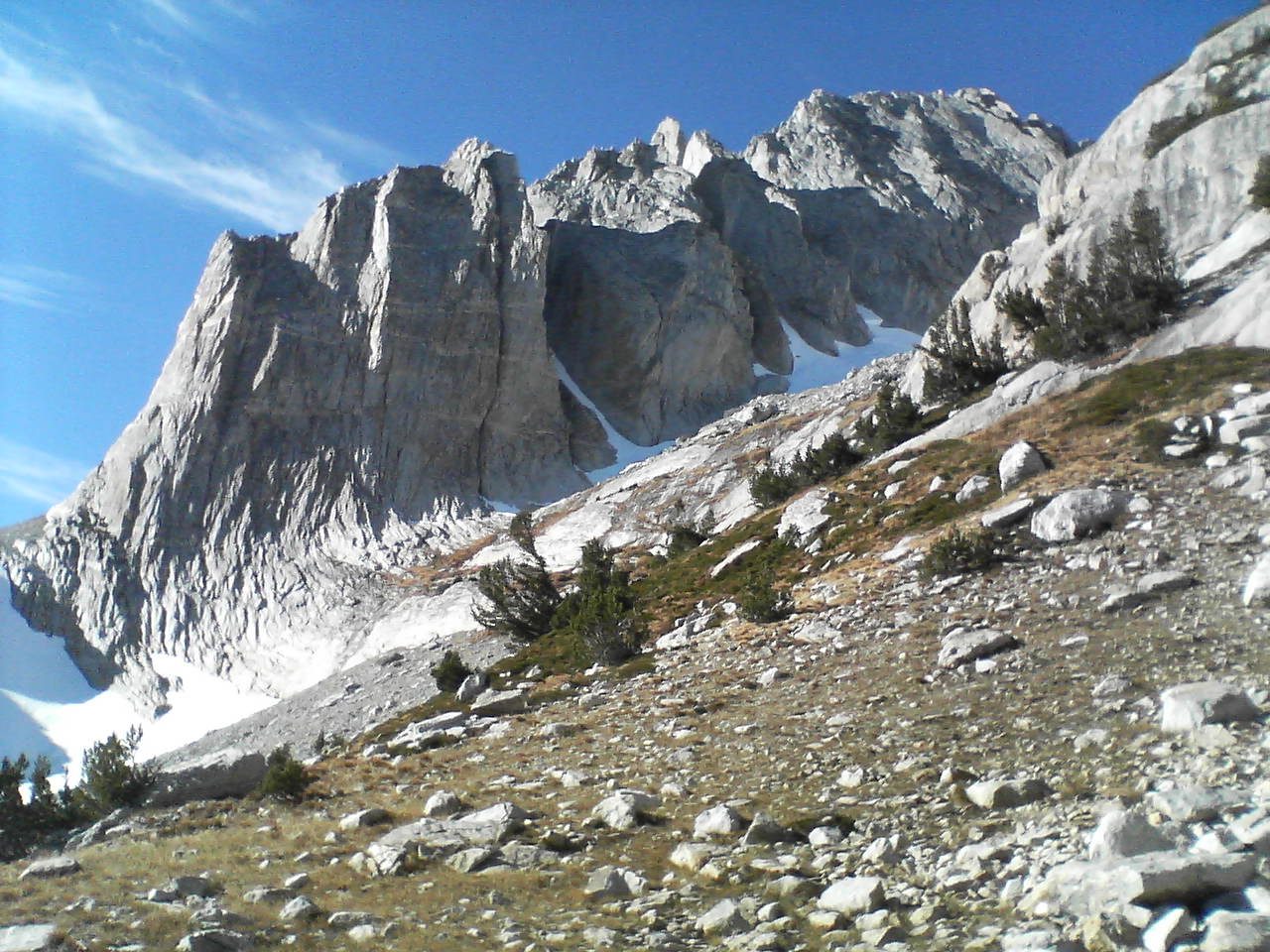 Mighty North Peak.  There are 3 couloirs.  We ascended the northern most (right most) of the...
