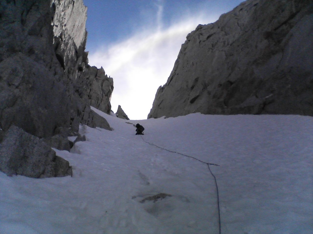 Tom, leading the 3rd pitch, with a rainbow over his head.