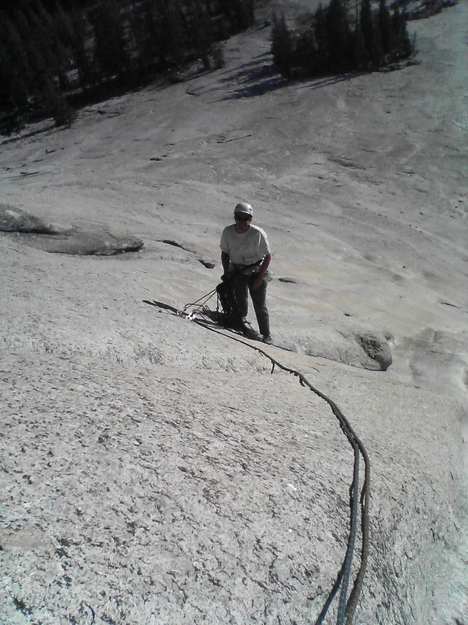 Greg, belaying me for the second pitch of Water Streak.