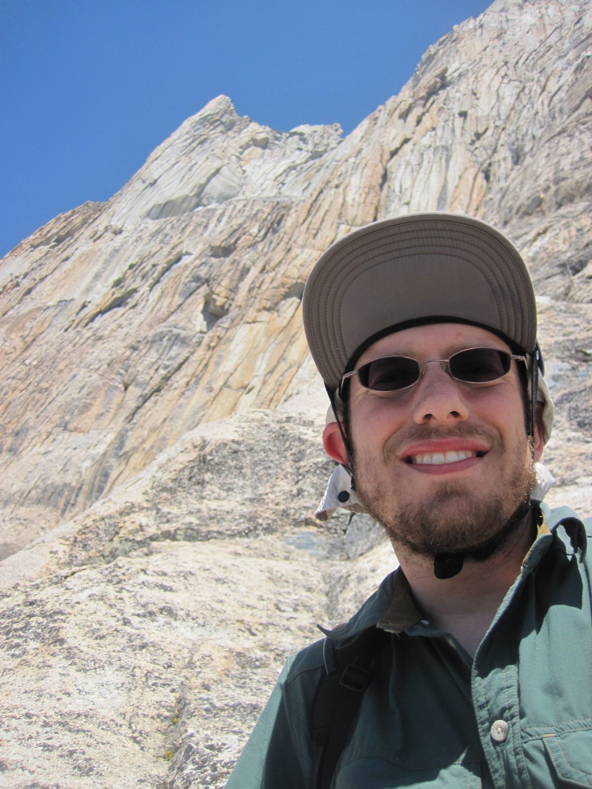 Joel at the top of pitch 3. Stopping for a snack.