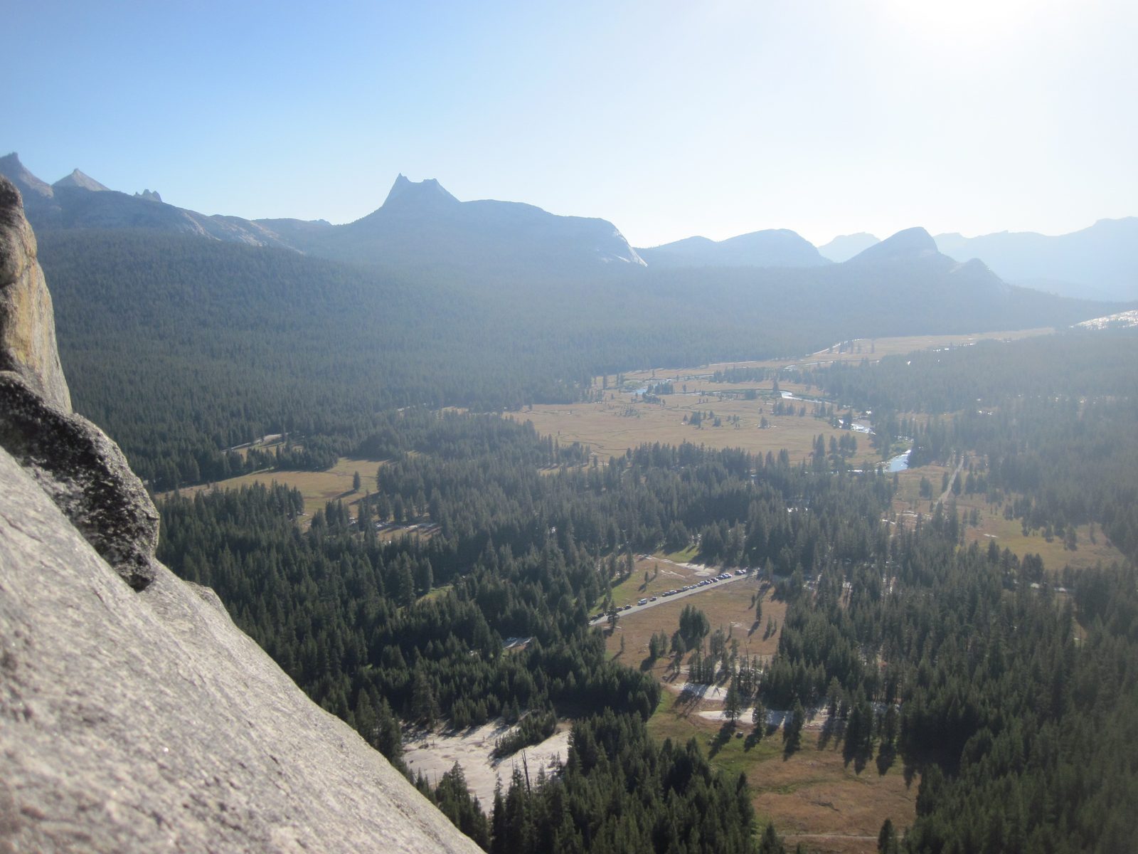 Nearing the top of pitch two. Another beautiful afternoon in Yosemite... Cathedral Peak...