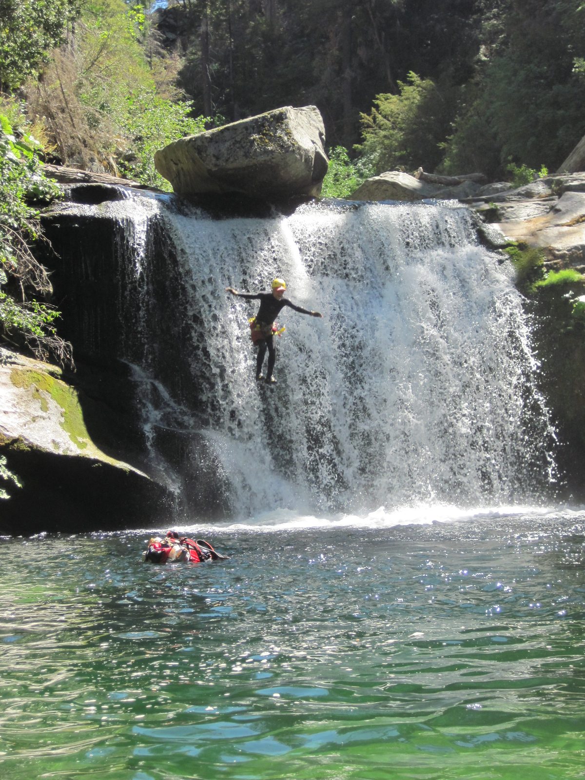 John, in mid-air.