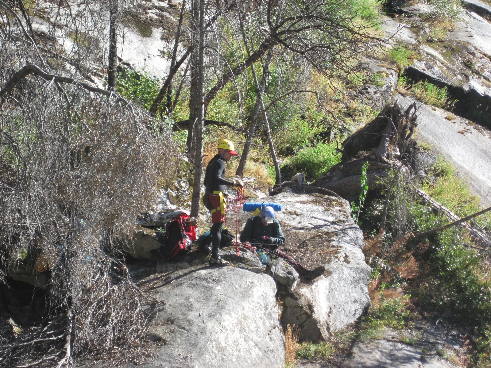 John, setting up the rappel.
