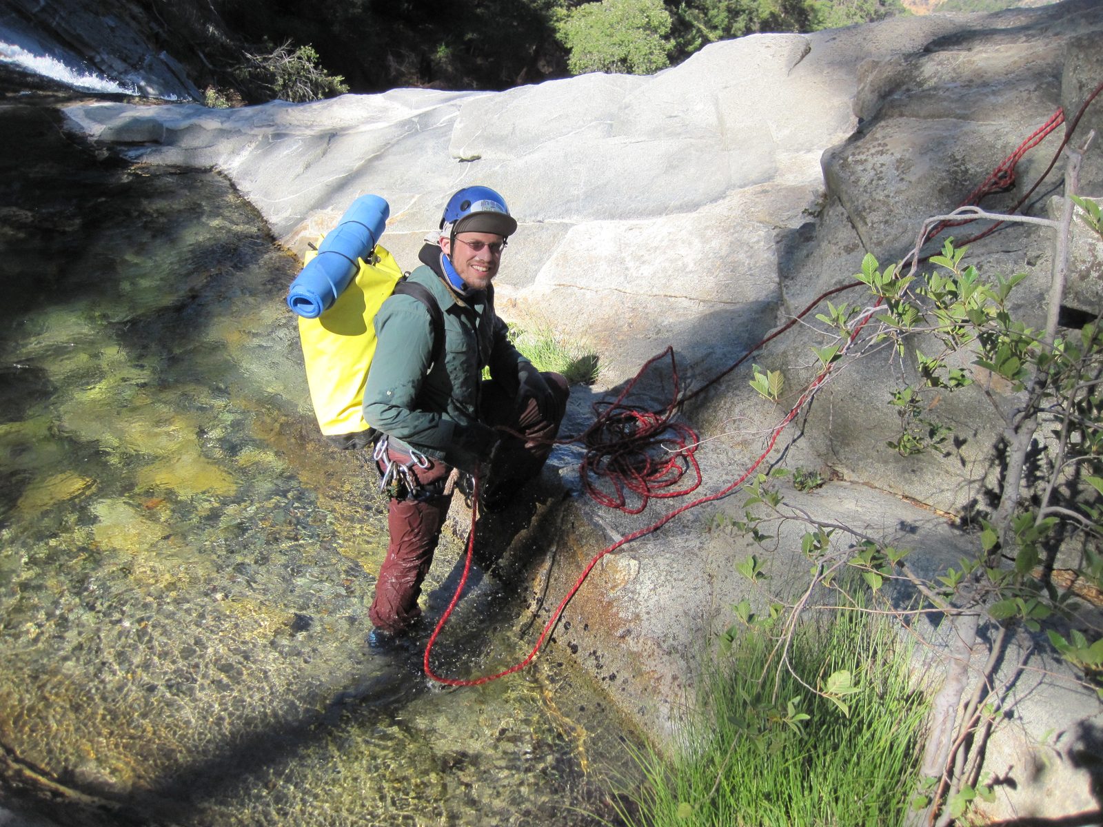 Joel, helping to rig the first rappel.