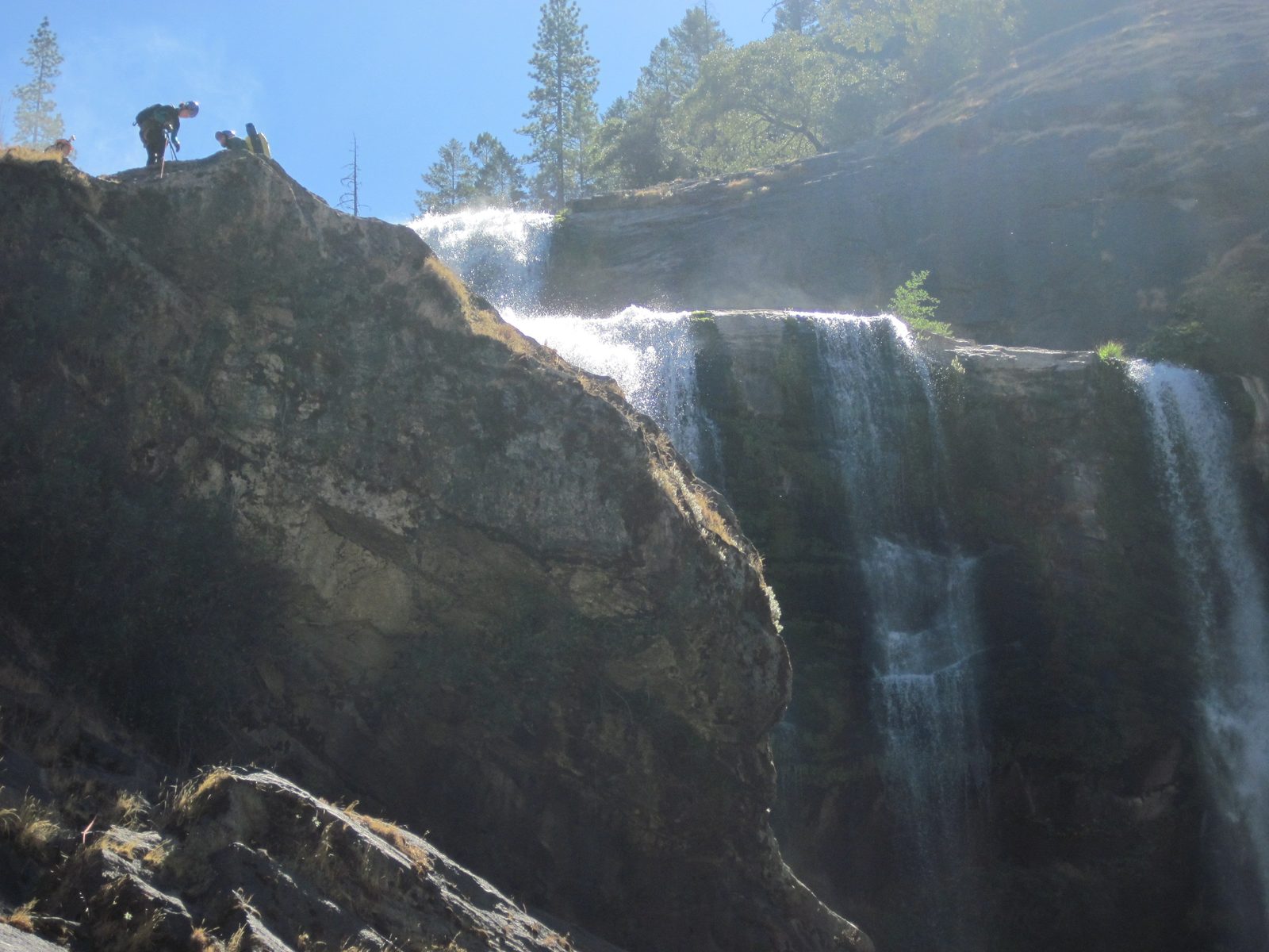 Monica at the start of a 150+ foot rappel.