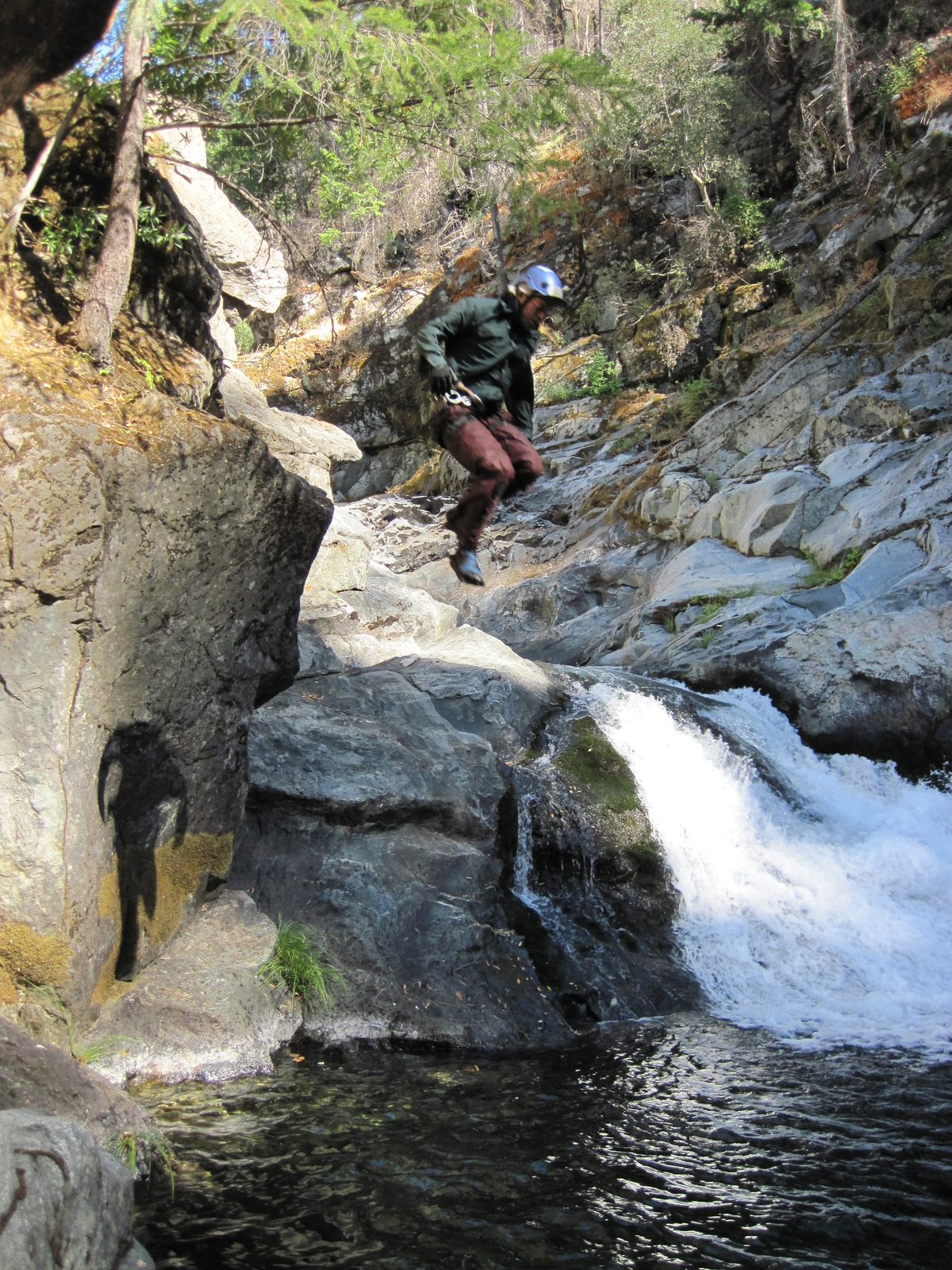 Joel, jumping in the river.