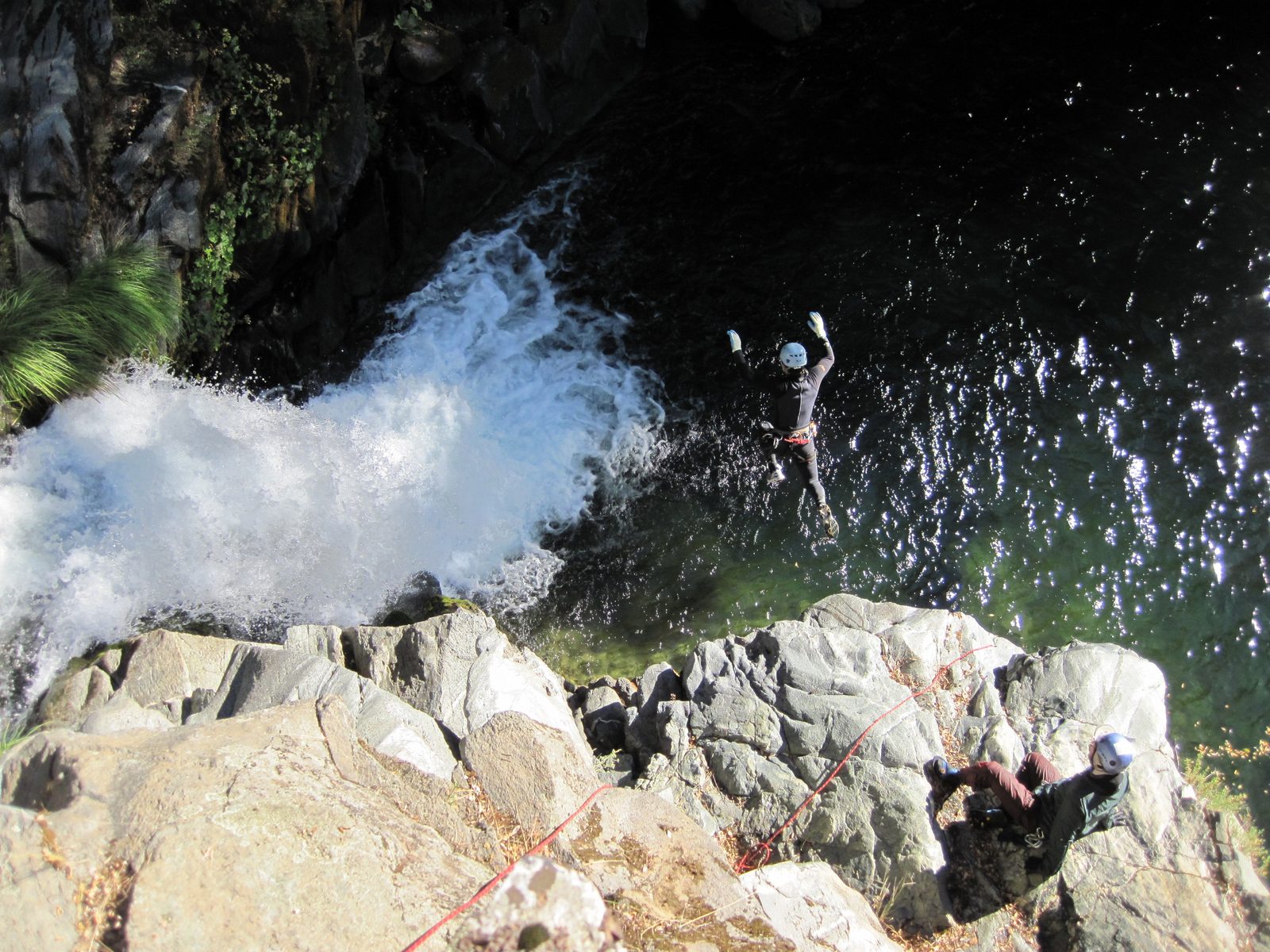 Vinnie, in mid air leap, going for the full belly flop.