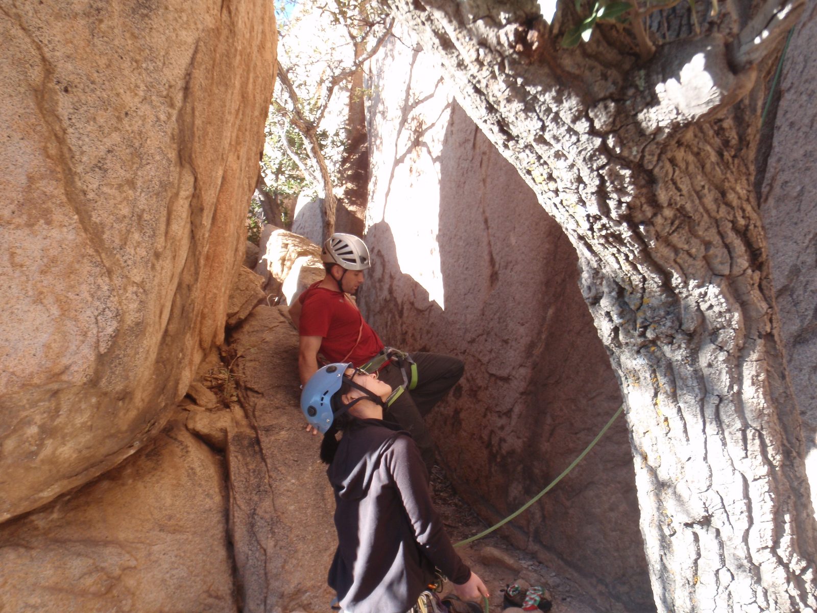 Monica belaying John on Driven by Fear (5.8).