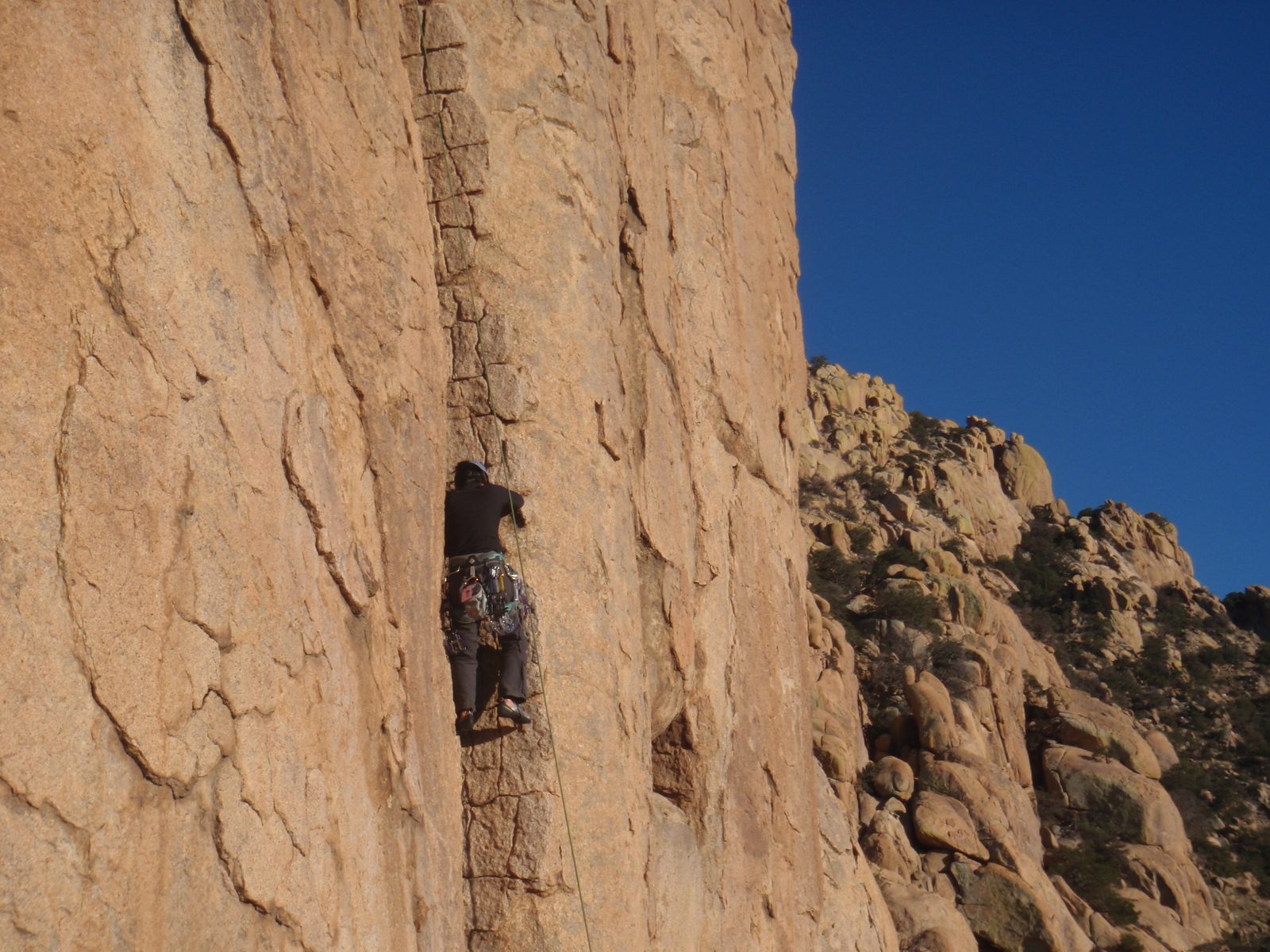 Monica climbing the aligator skin on the right side of Driven by Fear.