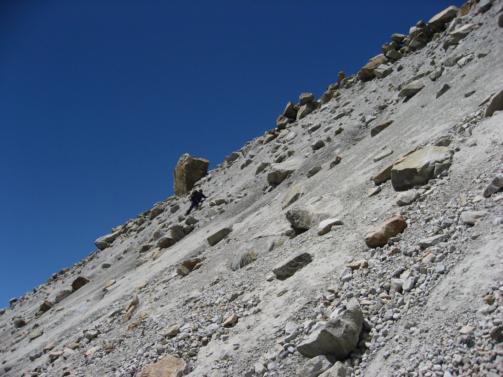 Heh, this was sort of amusing.  Rodrigo thought we could short-cut across this steep scree...