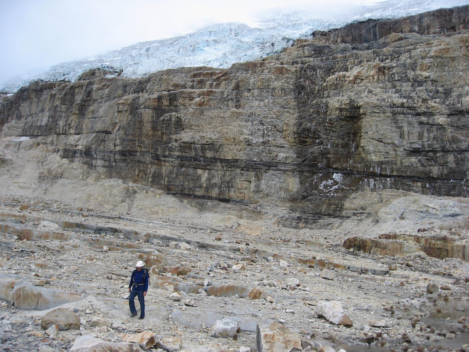 Where Rodrigo is, there is a painted mark on the rock marking the foot of the glacier in 1985. ...