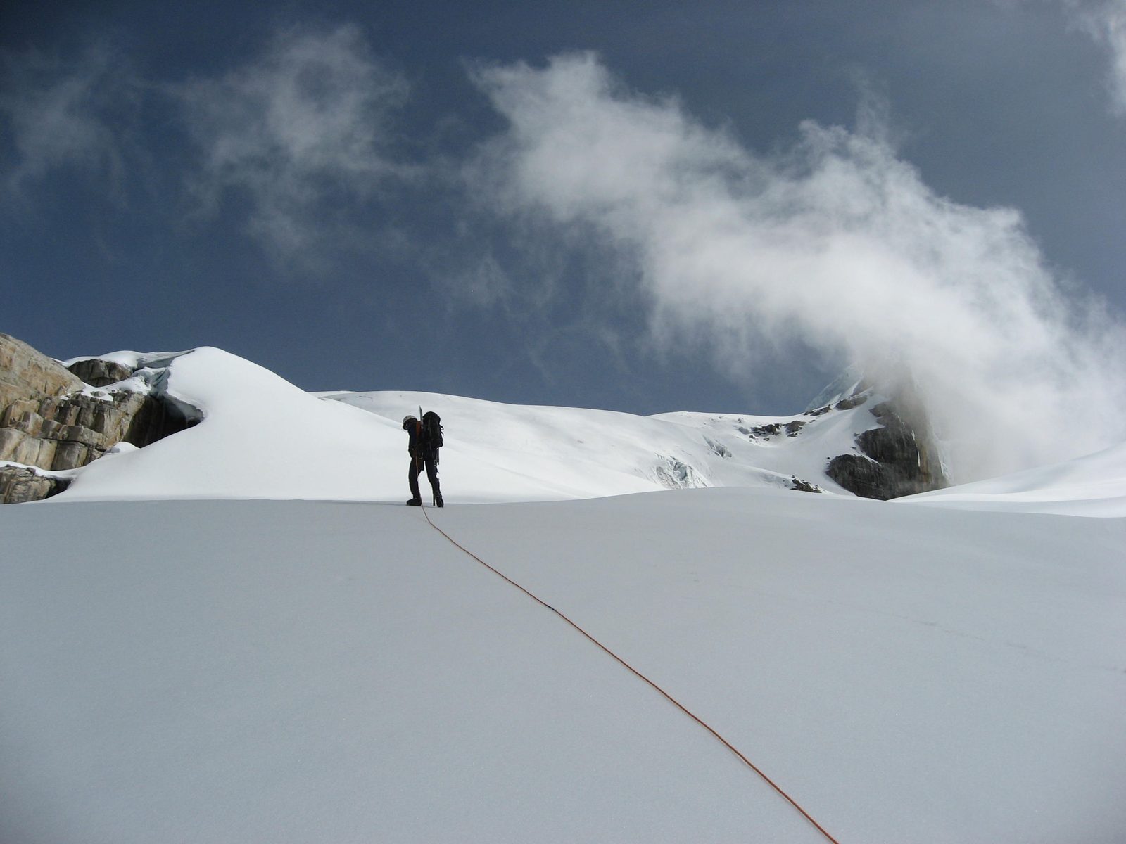 We kept about 50 feet of rope in between us, making sure there was little slack.  The reason is...