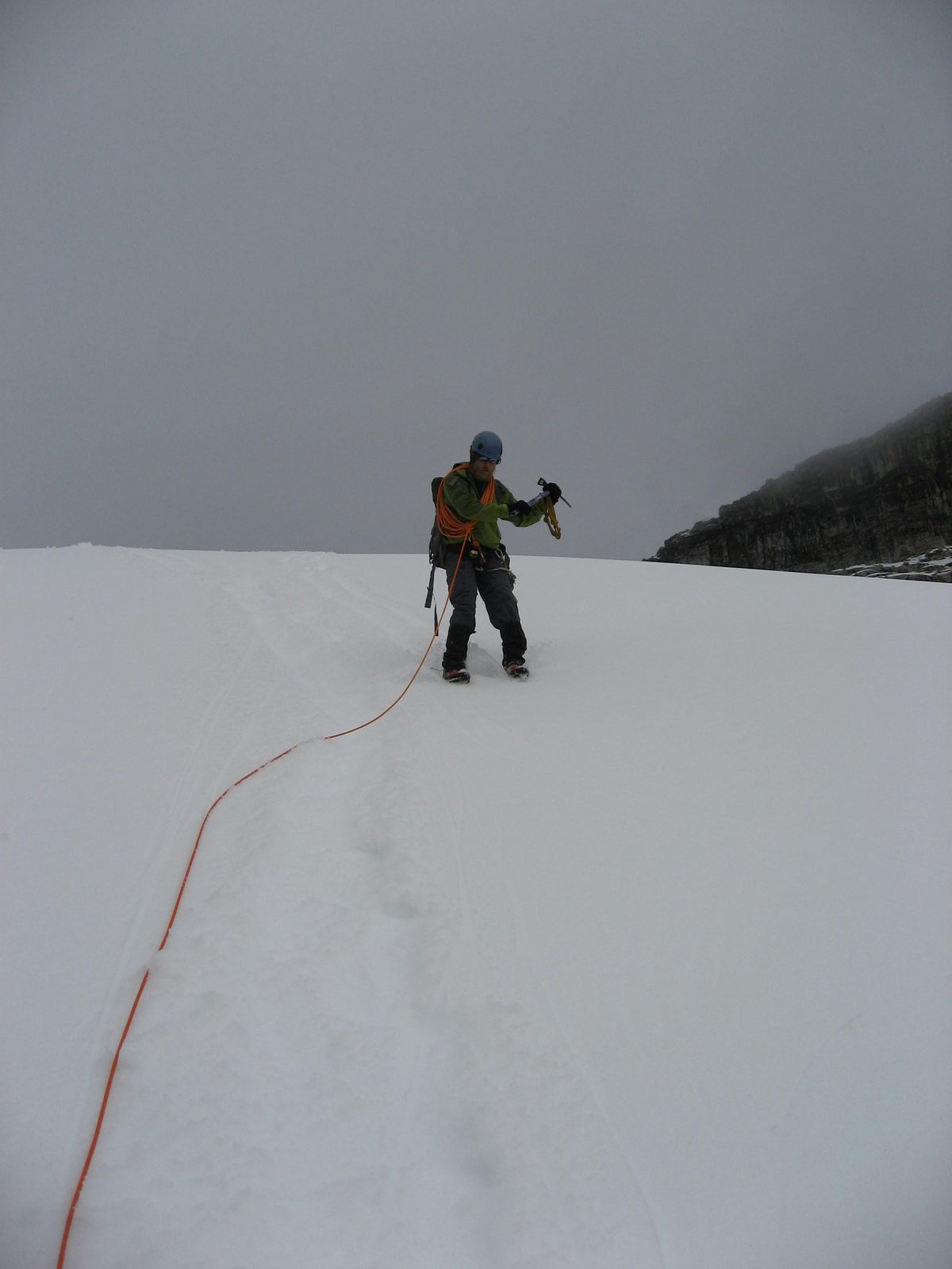 "Skiing" the glacier without skis.  This was pretty fun.